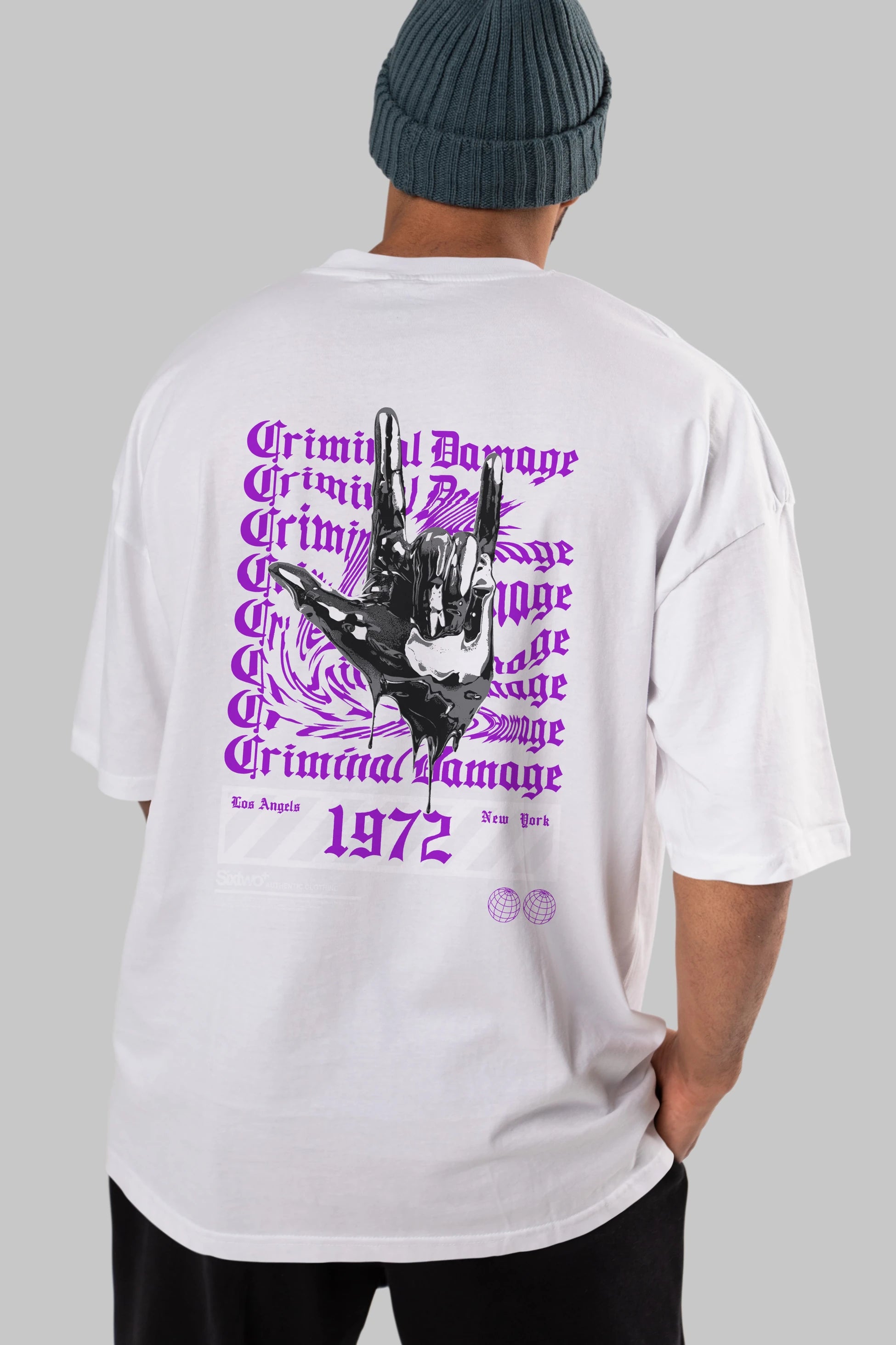 Criminal Damage 2 Arka Baskılı Oversize t-shirt Erkek Kadın Unisex