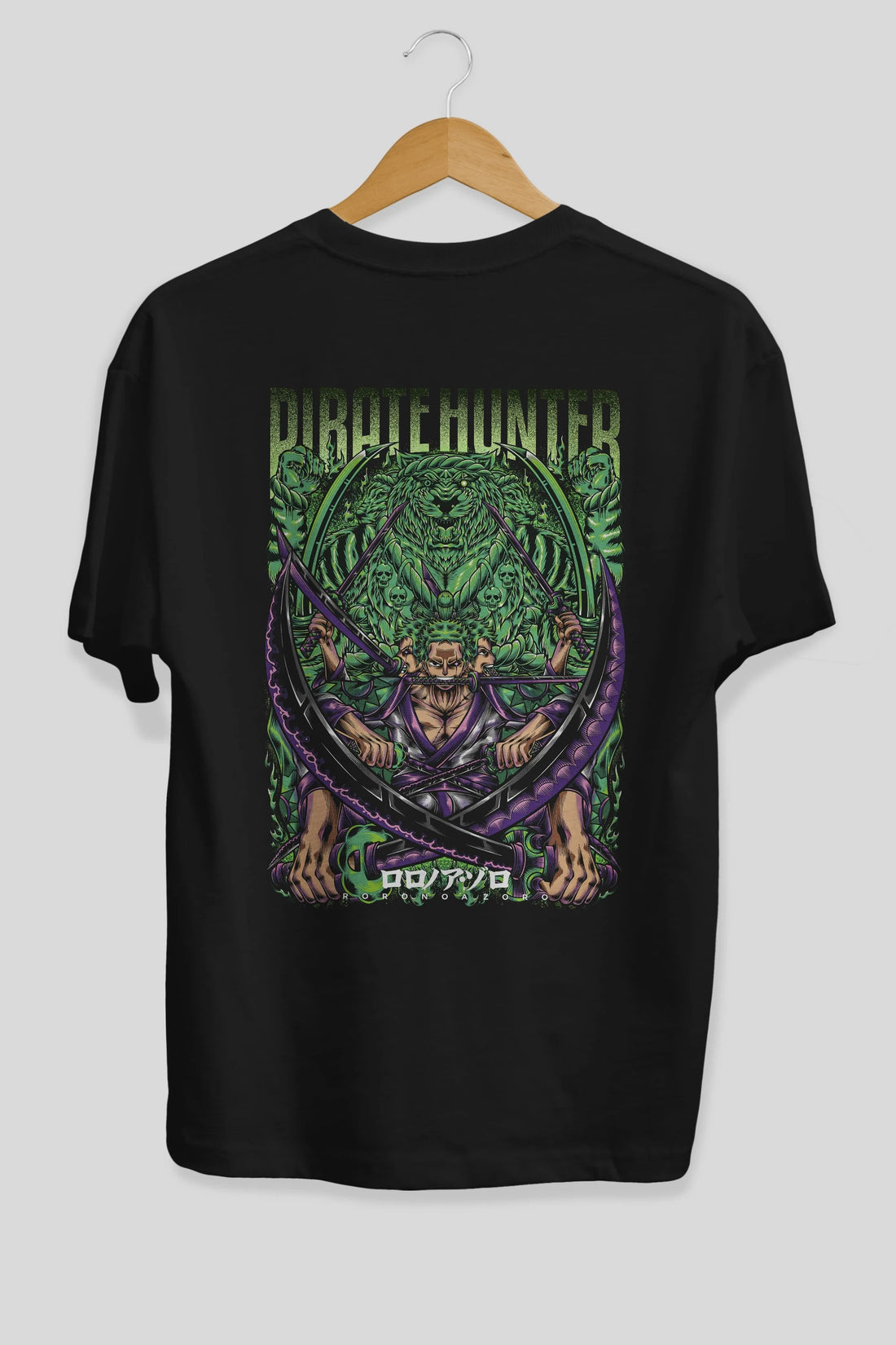 RORONOA ZORO 3 Anime Arka Baskılı Oversize t-shirt Erkek Kadın Unisex