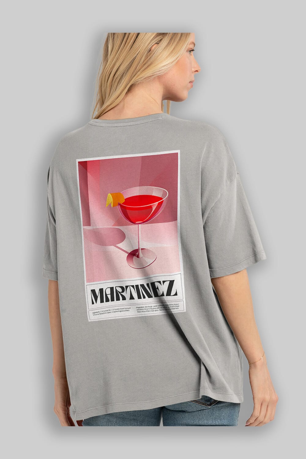 Martinez Arka Baskılı Oversize t-shirt Erkek Kadın Unisex %100 Pamuk Bisiklet Yaka tişort