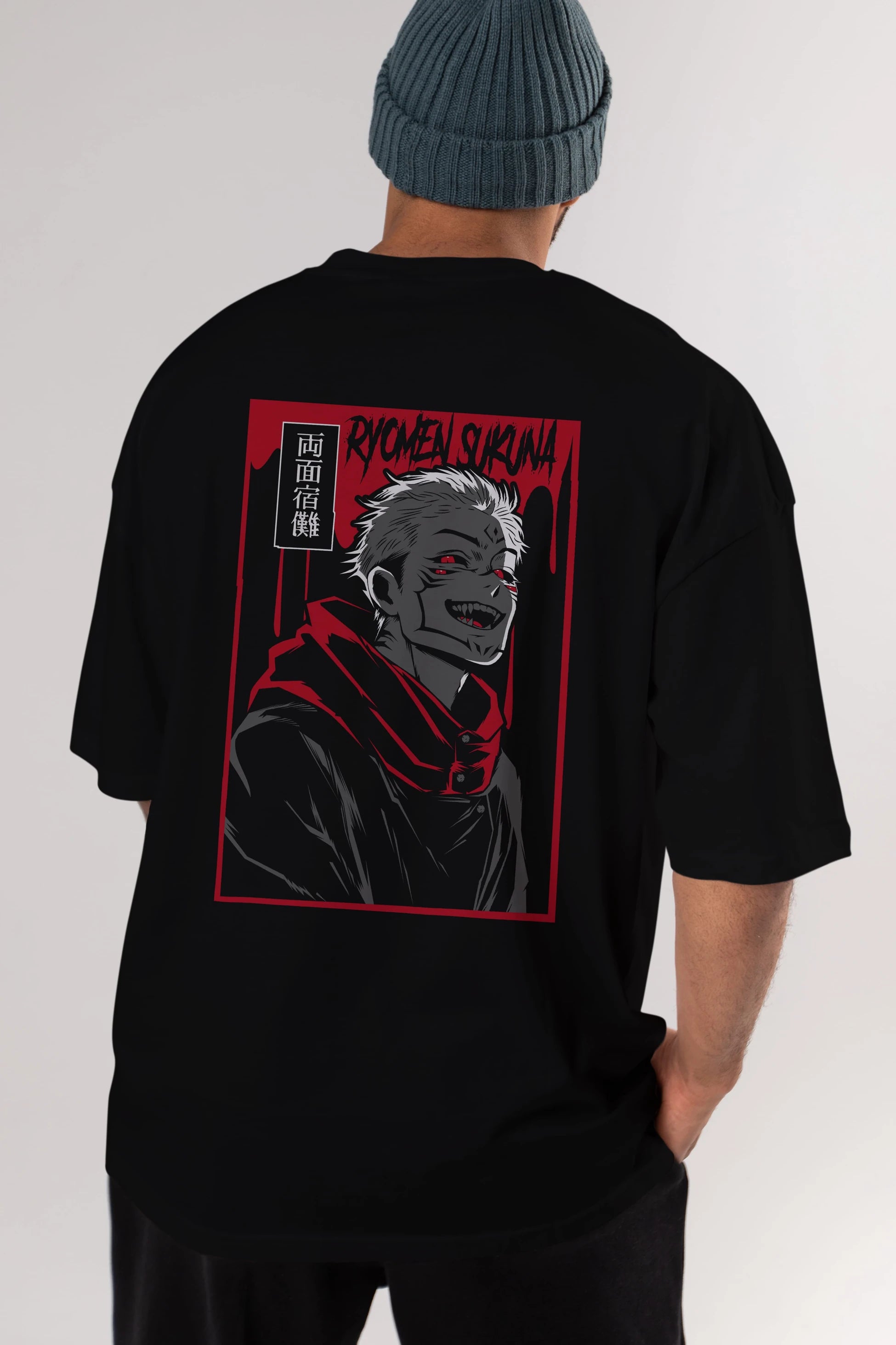 SUKUNA Anime Arka Baskılı Oversize t-shirt Erkek Kadın Unisex