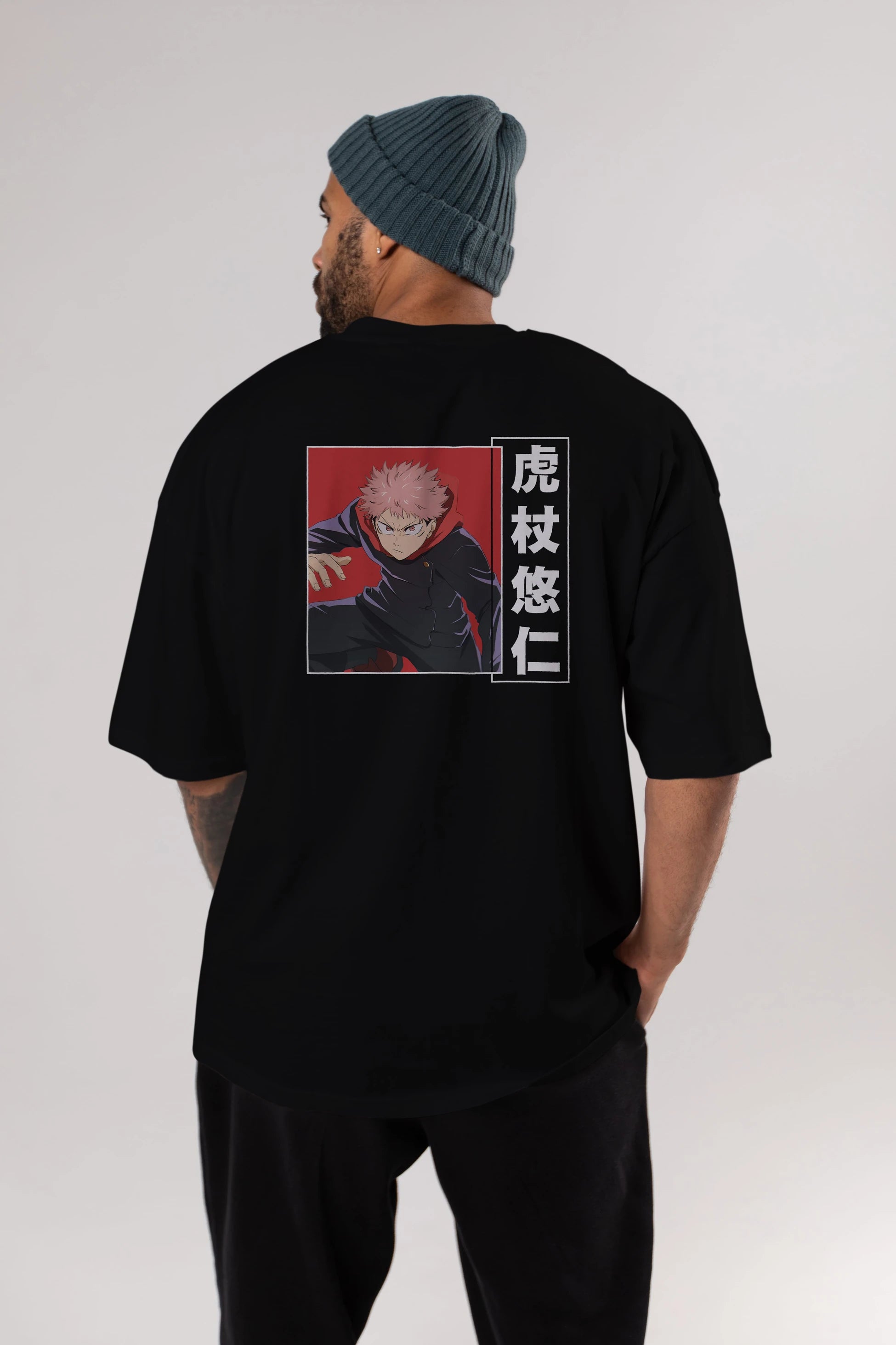 Yuuji Itadori 2 Anime Arka Baskılı Oversize t-shirt Erkek Kadın Unisex