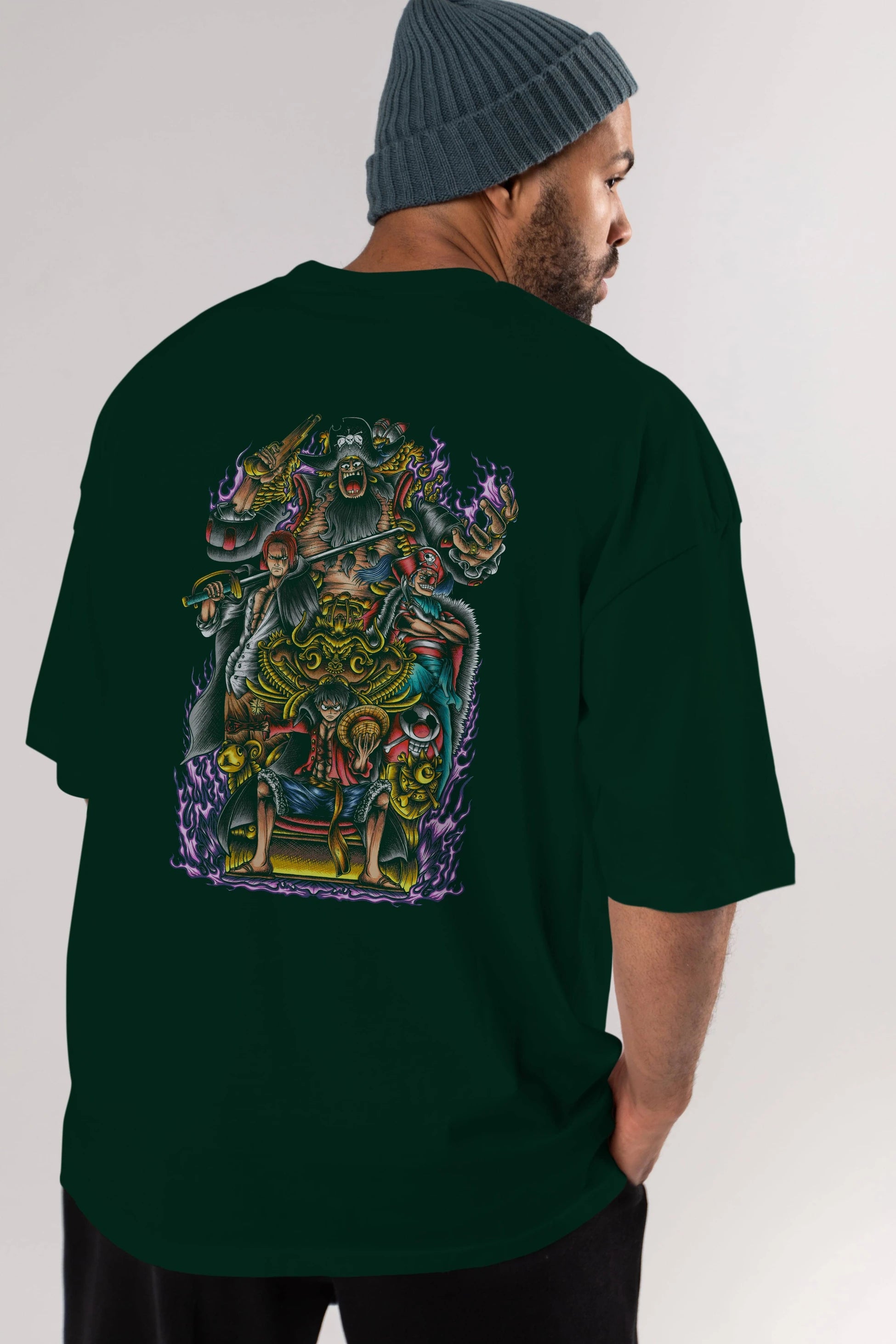 ONE PIECE (8) Anime Arka Baskılı Oversize t-shirt Erkek Kadın Unisex