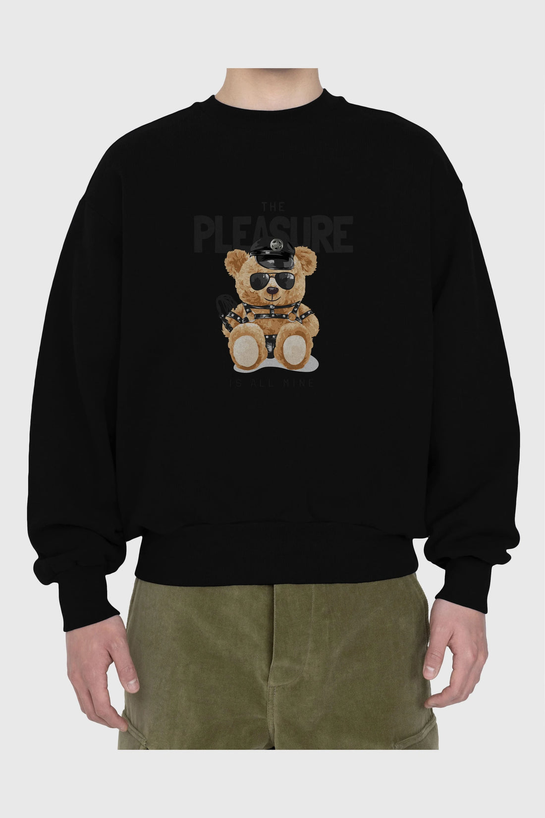 Teddy Bear The Pleasure Ön Baskılı Oversize Sweatshirt Erkek Kadın Unisex