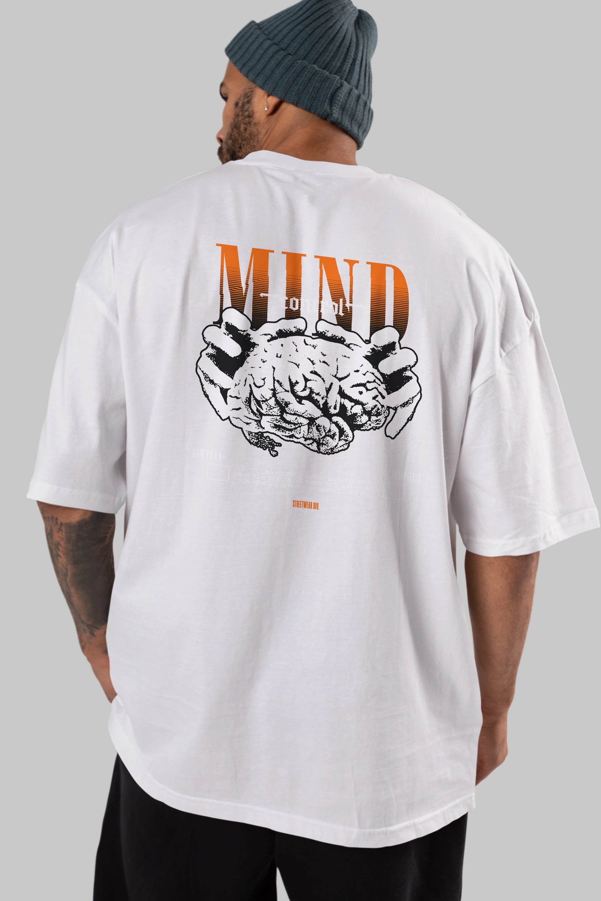 Mind Control Arka Baskılı Oversize t-shirt Erkek Kadın Unisex