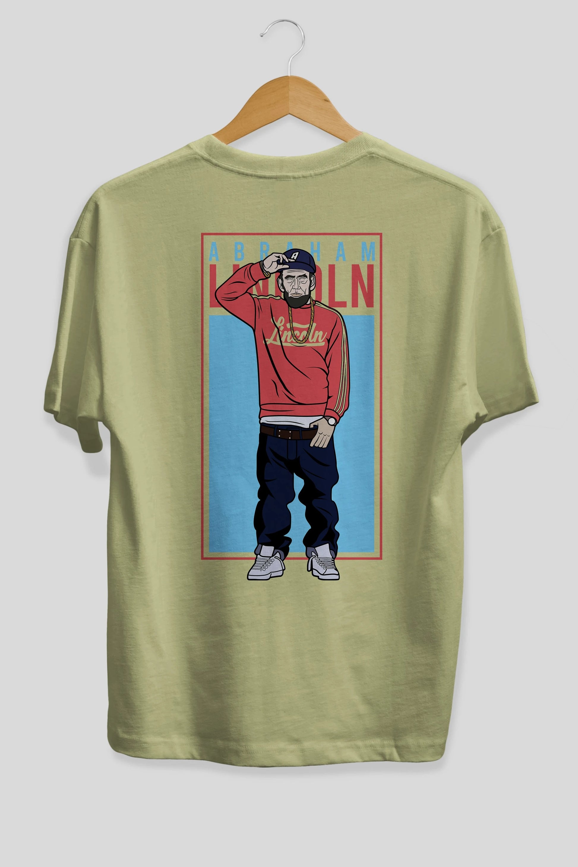 Abraham Lincoln Arka Baskılı Oversize t-shirt Erkek Kadın Unisex %100 Pamuk tişort