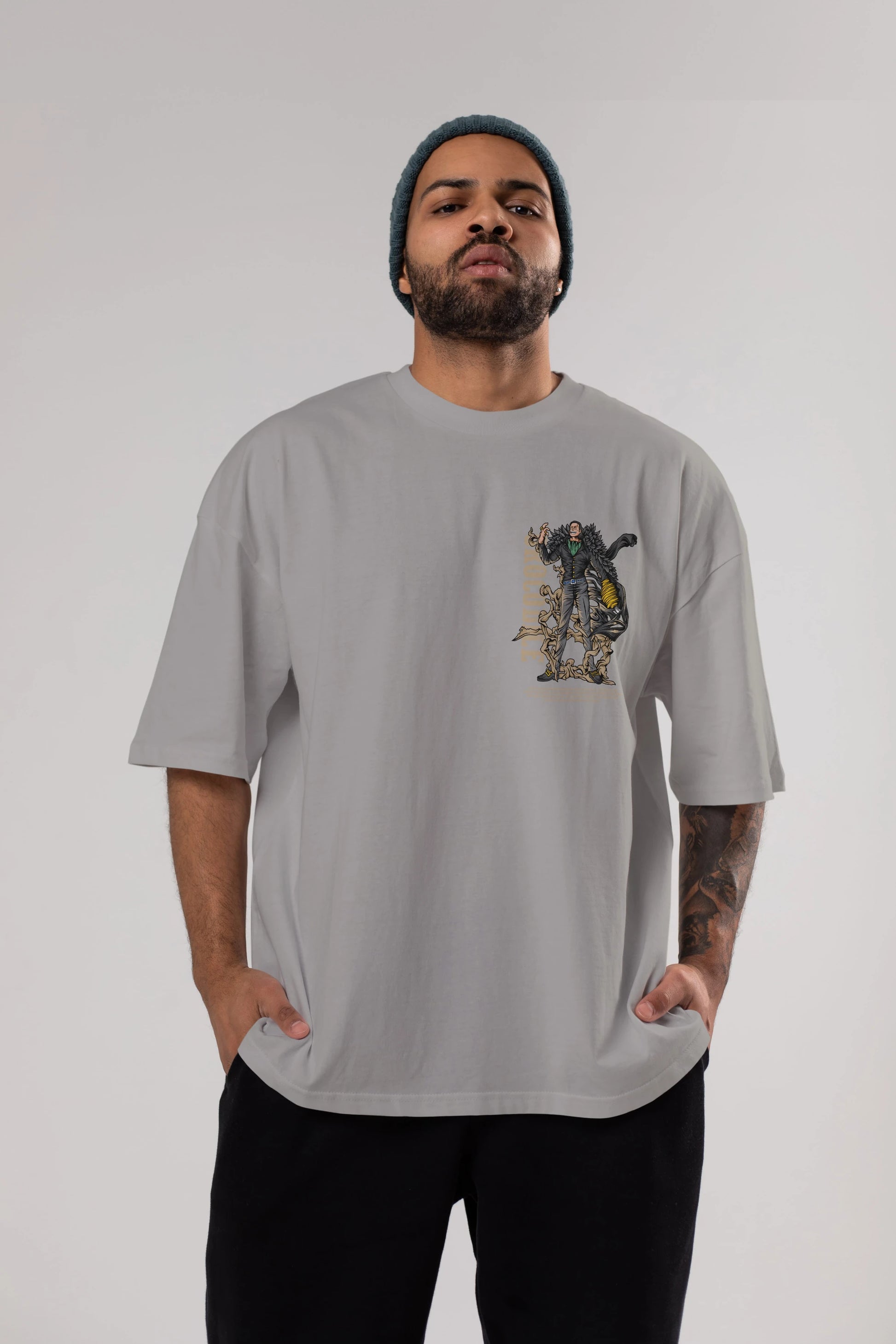 Crocodile Ön Sol Baskılı Oversize t-shirt Erkek Kadın Unisex %100 Pamuk Bisiklet Yaka tişort
