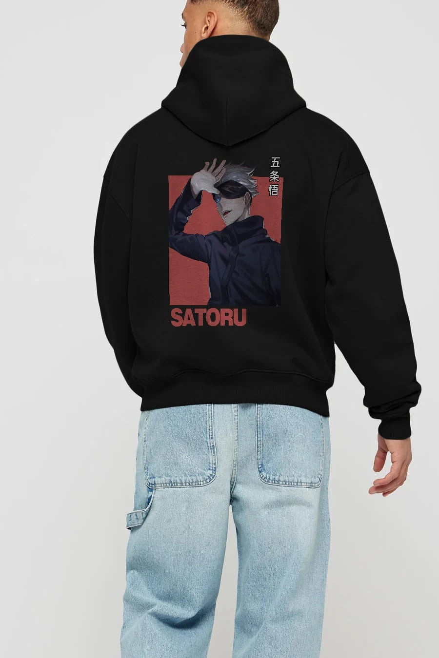 SATORU GOJO 2 Anime Arka Baskılı Hoodie Oversize Kapüşonlu Sweatshirt Erkek Kadın Unisex