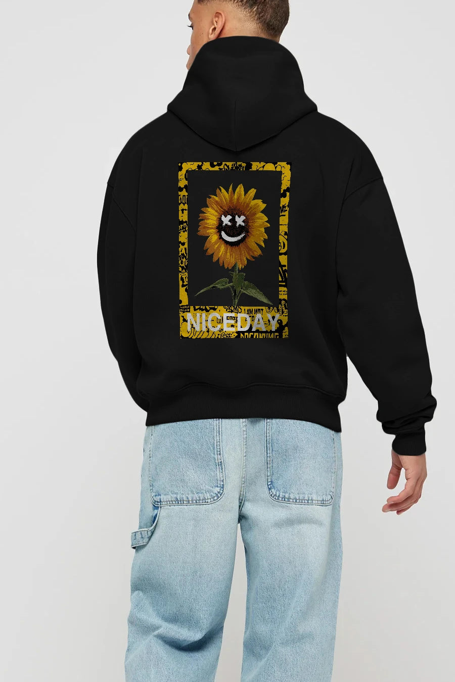 Niceday Streewear Arka Baskılı Hoodie Oversize Kapüşonlu Sweatshirt Erkek Kadın Unisex