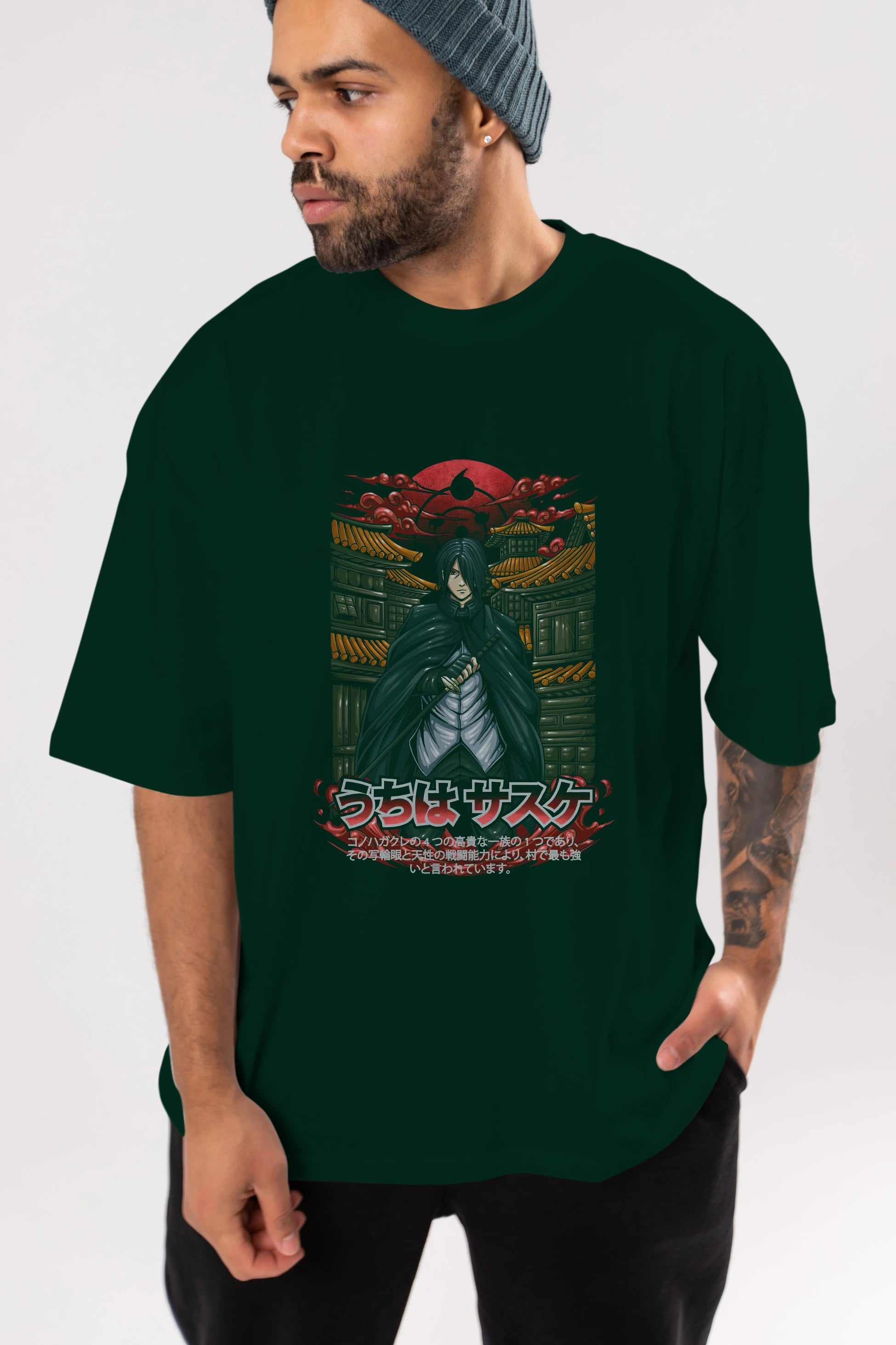 NARUTO SASUKE UCHIHA 1 Anime Ön Baskılı Oversize t-shirt %100 pamuk Erkek Kadın Unisex