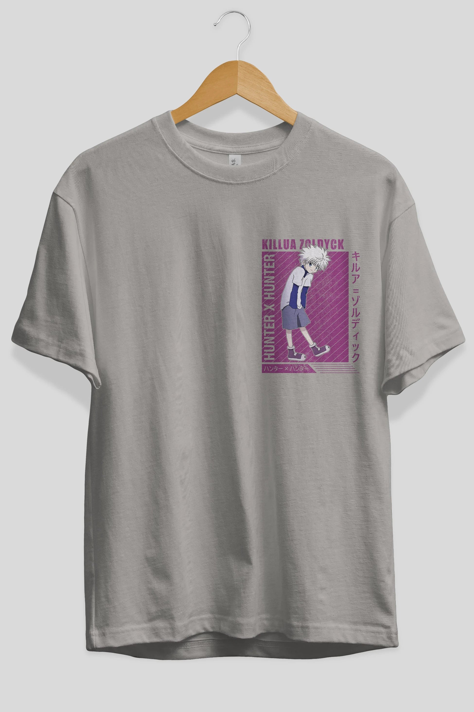 Killua Zoldyck 3 1 Ön Sol Baskılı Oversize t-shirt Erkek Kadın Unisex %100 Pamuk Bisiklet Yaka tişort