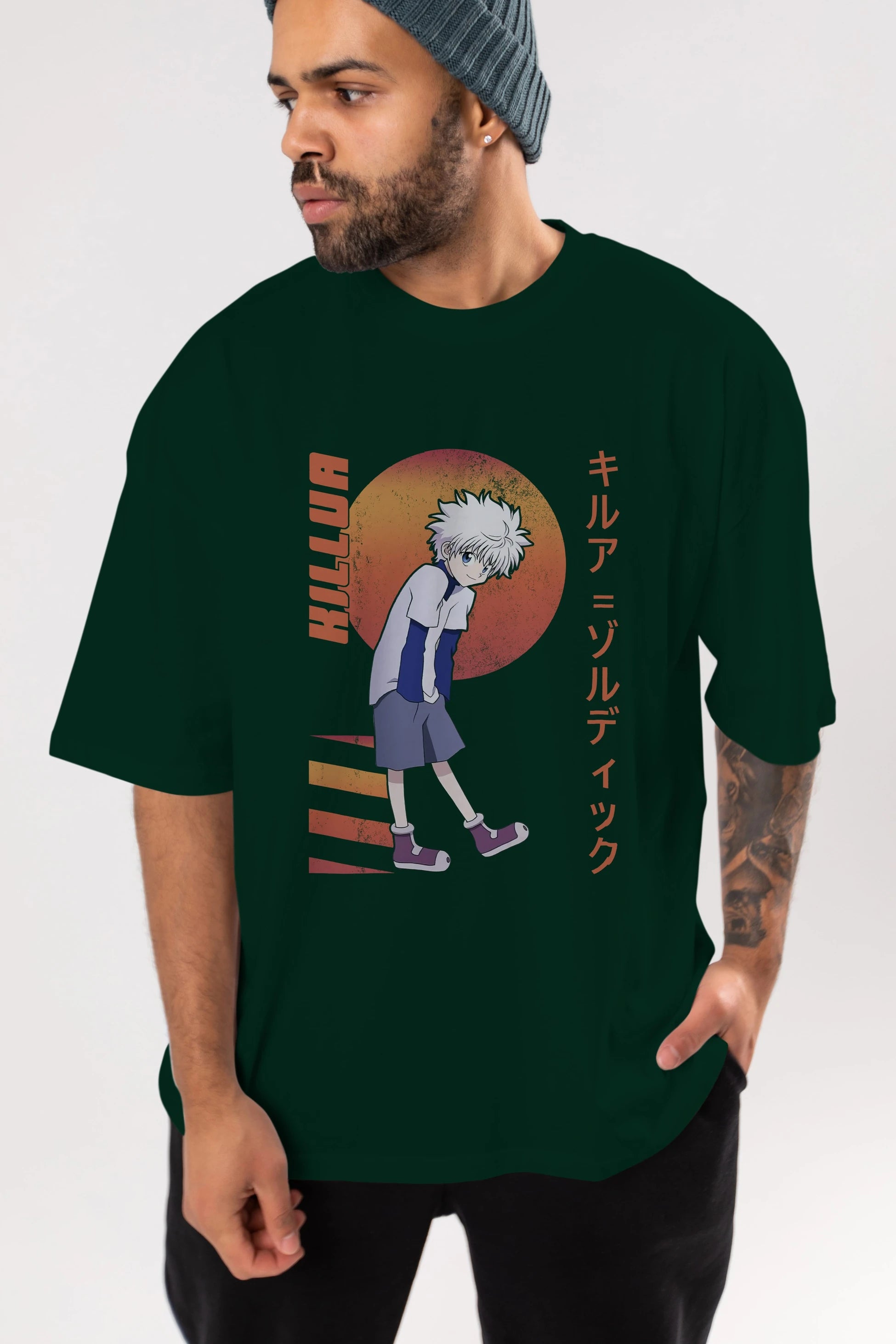 Killua Zoldyck 5 2 Anime Ön Baskılı Oversize t-shirt %100 pamuk Erkek Kadın Unisex