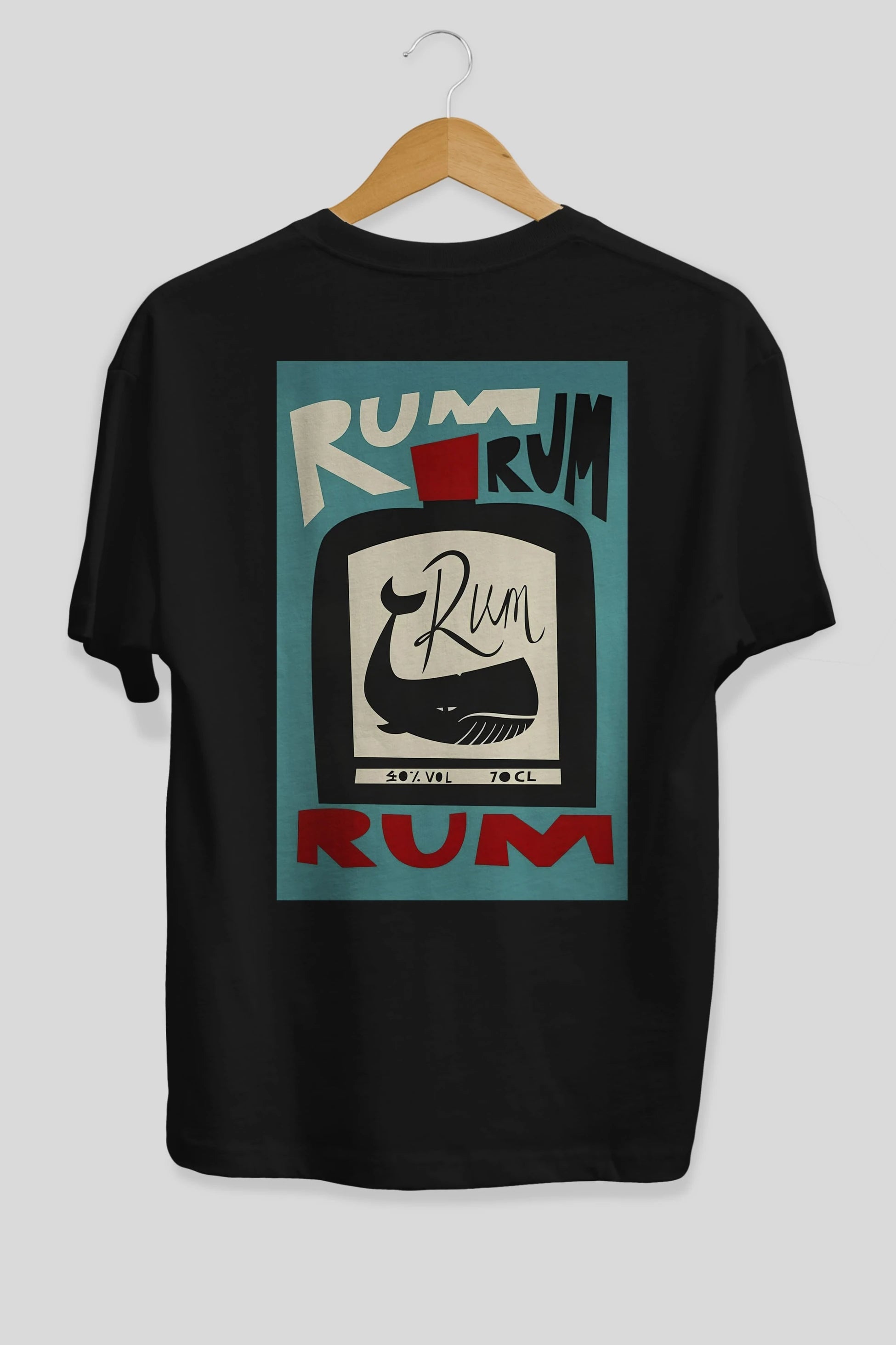 Rum Arka Baskılı Oversize t-shirt Erkek Kadın Unisex %100 Pamuk Bisiklet Yaka tişort