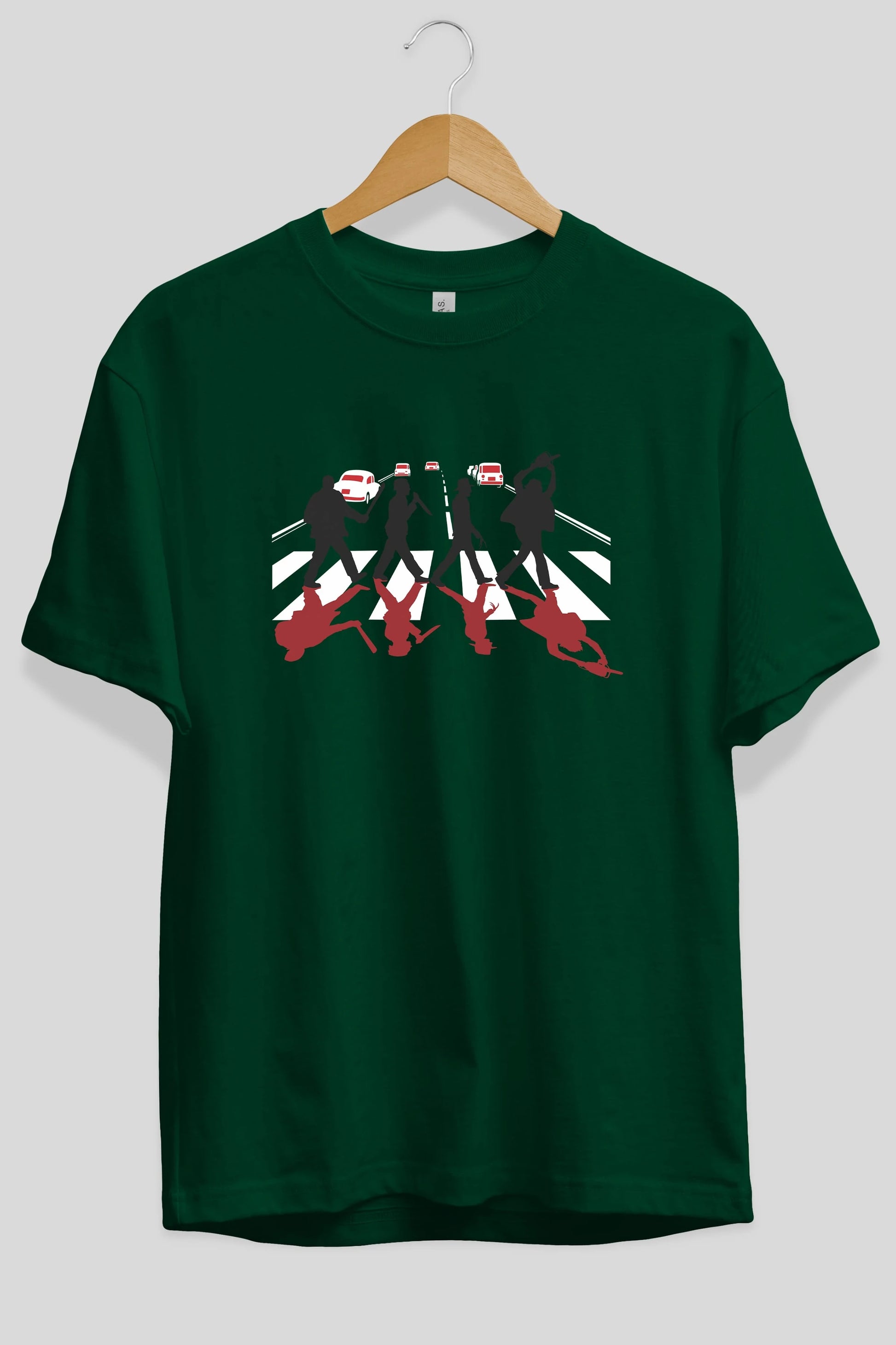 Abbey Road Killer Red Ön Baskılı Oversize t-shirt %100 pamuk Erkek Kadın Unisex