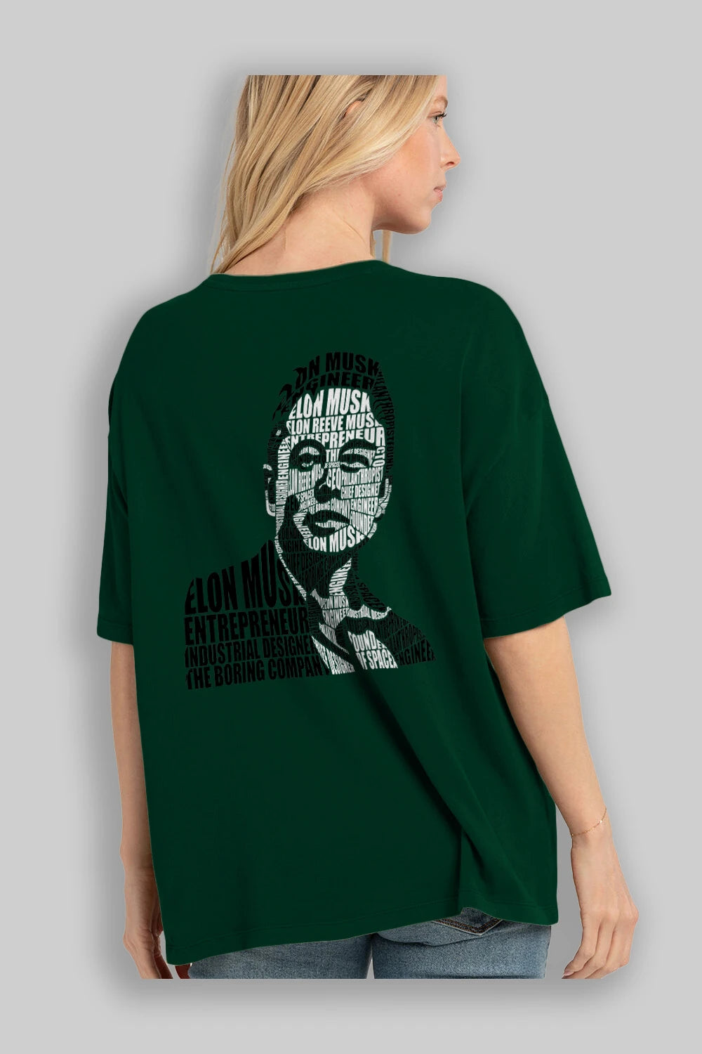 Elon Musk Calligram Arka Baskılı Oversize t-shirt %100 pamuk Erkek Kadın Unisex