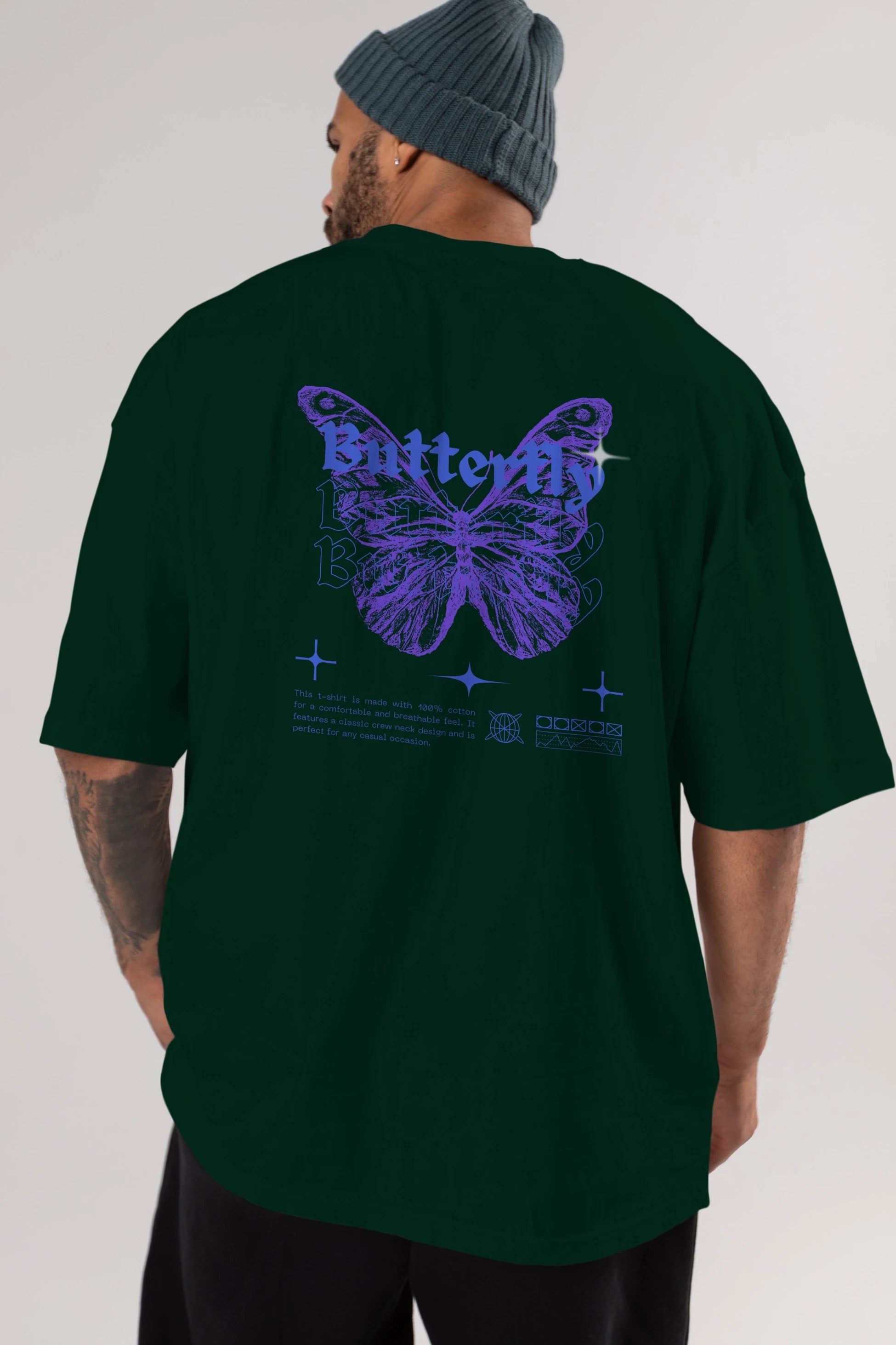 Butterfly Streetwear Arka Baskılı Oversize t-shirt Erkek Kadın Unisex