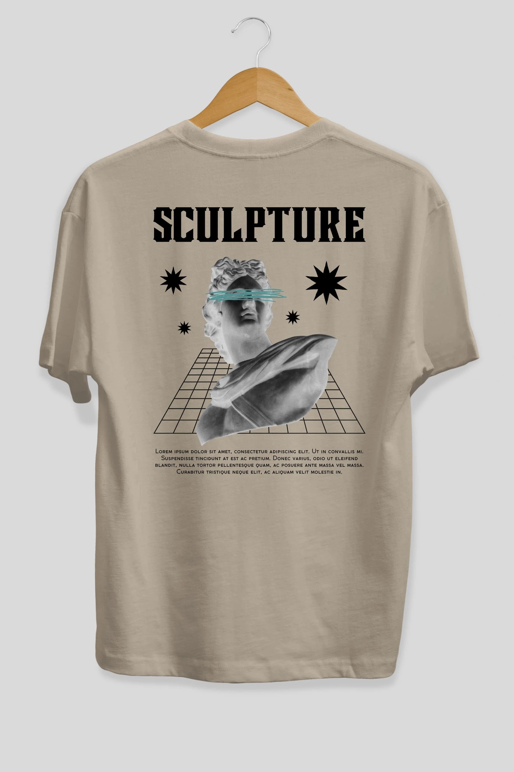 Sculpture Yazılı Arka Baskılı Oversize t-shirt Erkek Kadın Unisex