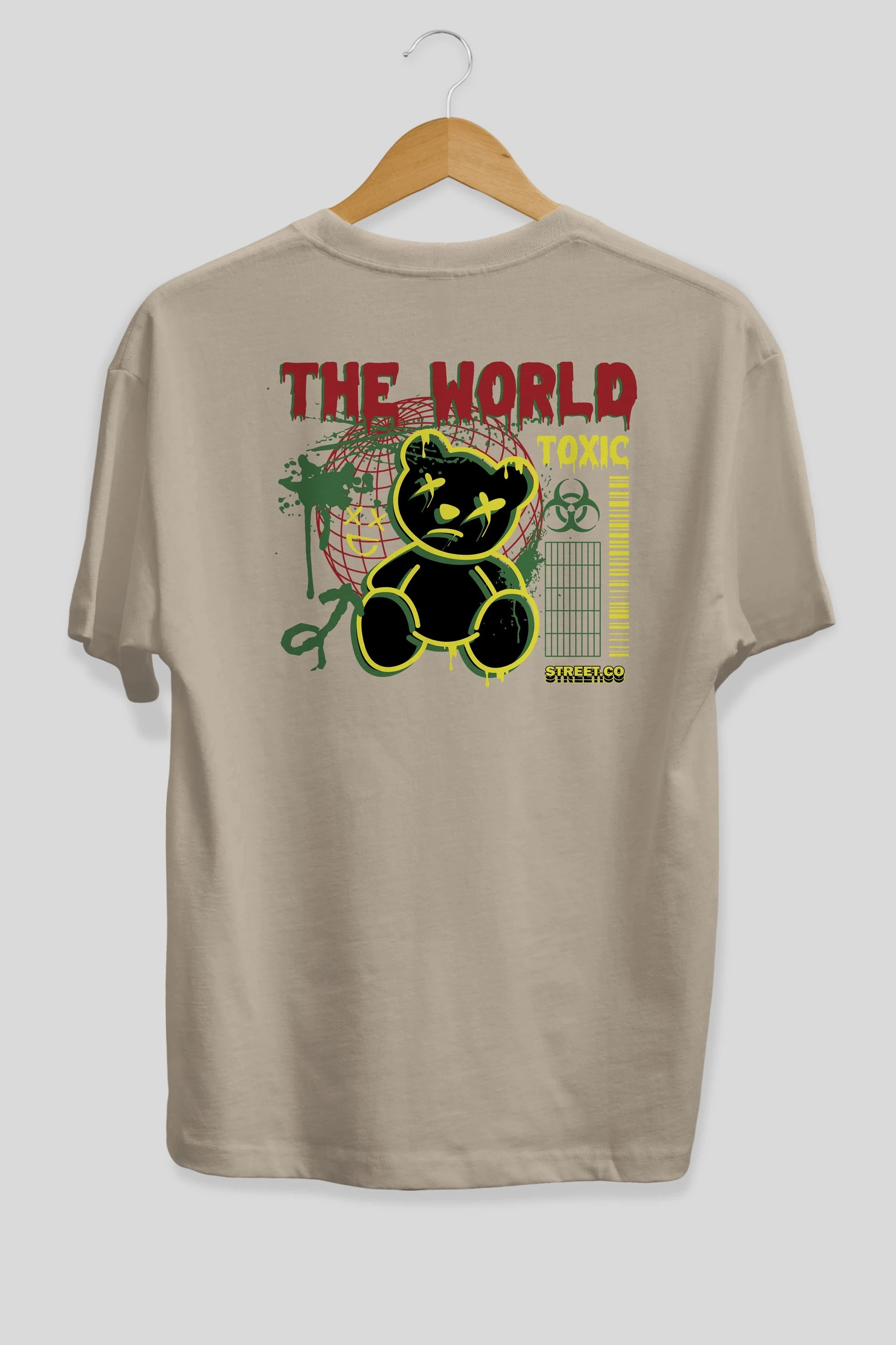 The World Toxic Bear Arka Baskılı Oversize t-shirt Erkek Kadın Unisex