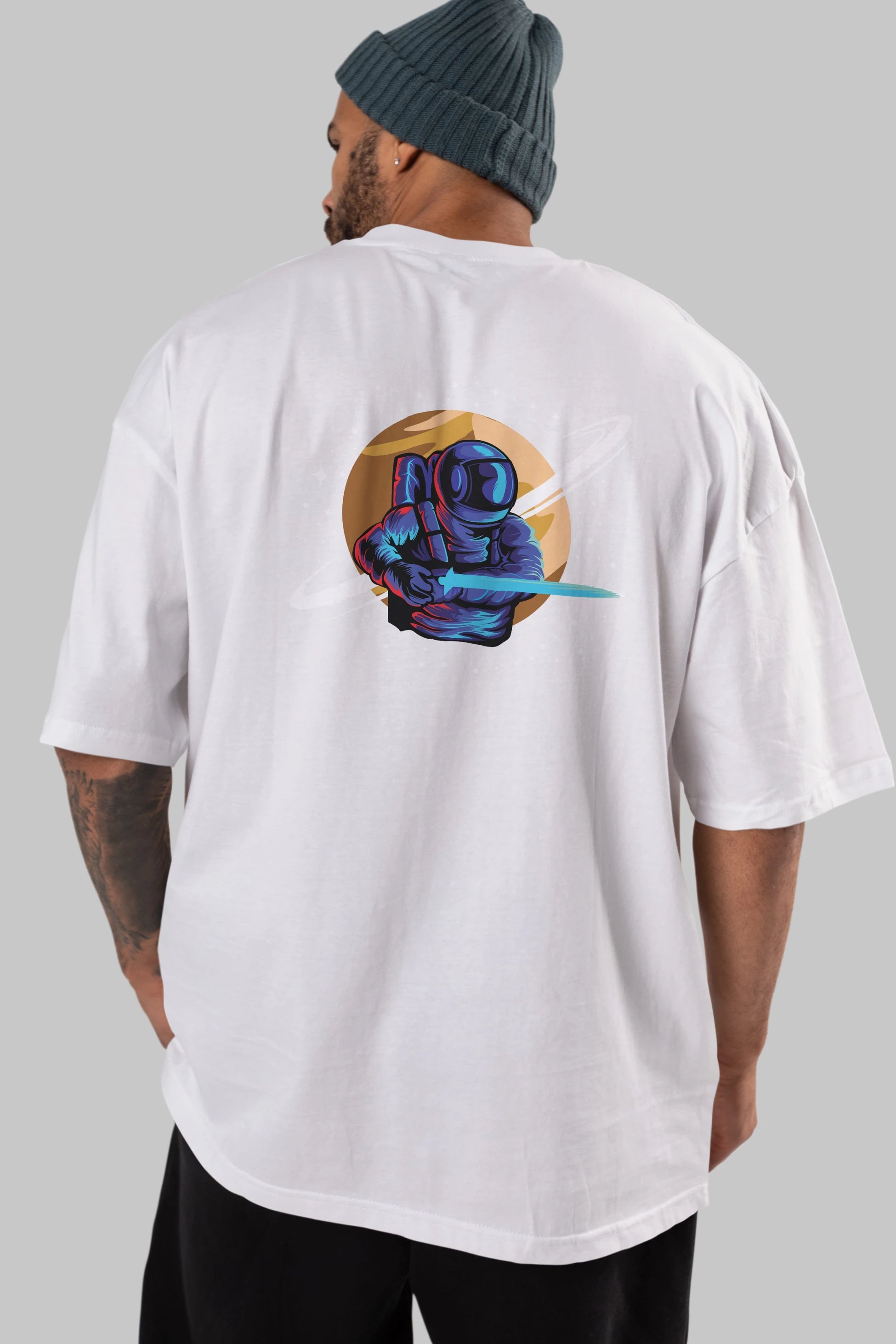 Astro Knight Arka Baskılı Oversize t-shirt Erkek Kadın Unisex