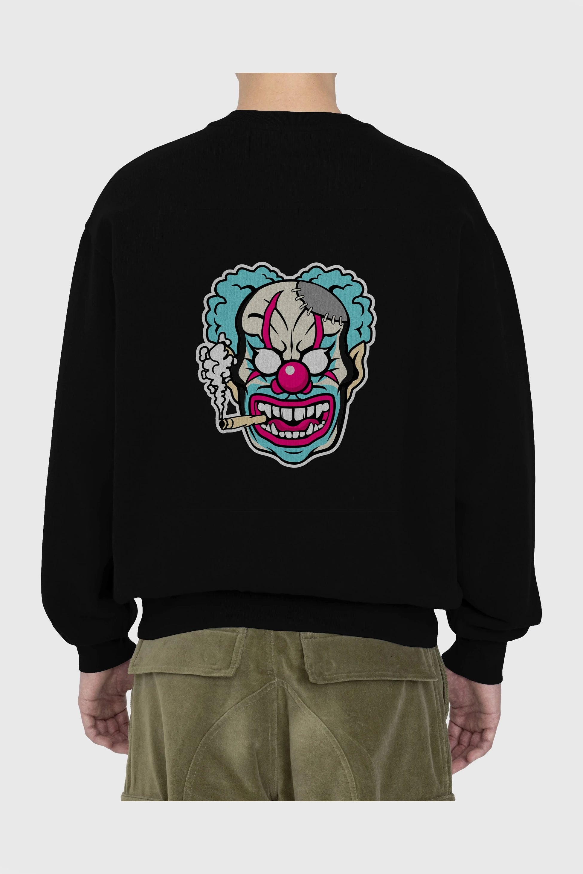 Clown Beast Arka Baskılı Oversize Sweatshirt Erkek Kadın Unisex