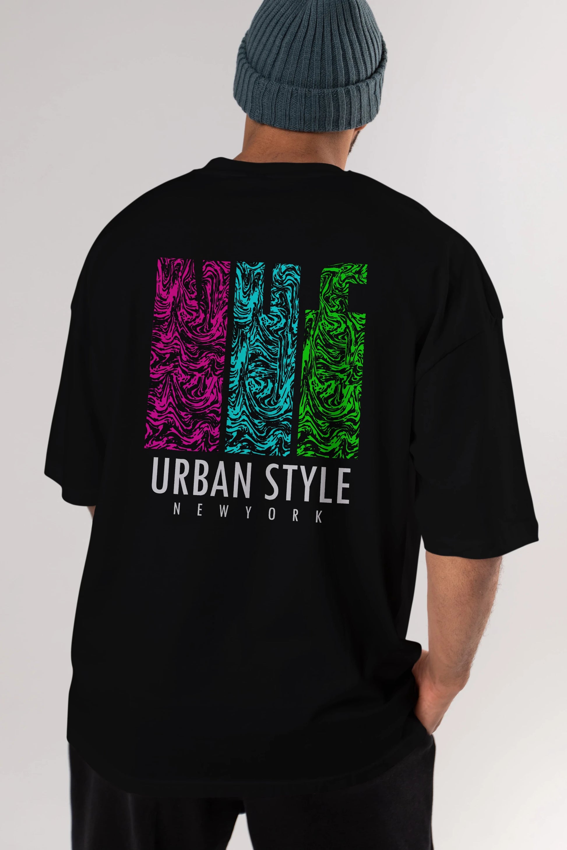 Urban Style Newyork Arka Baskılı Oversize t-shirt Erkek Kadın Unisex