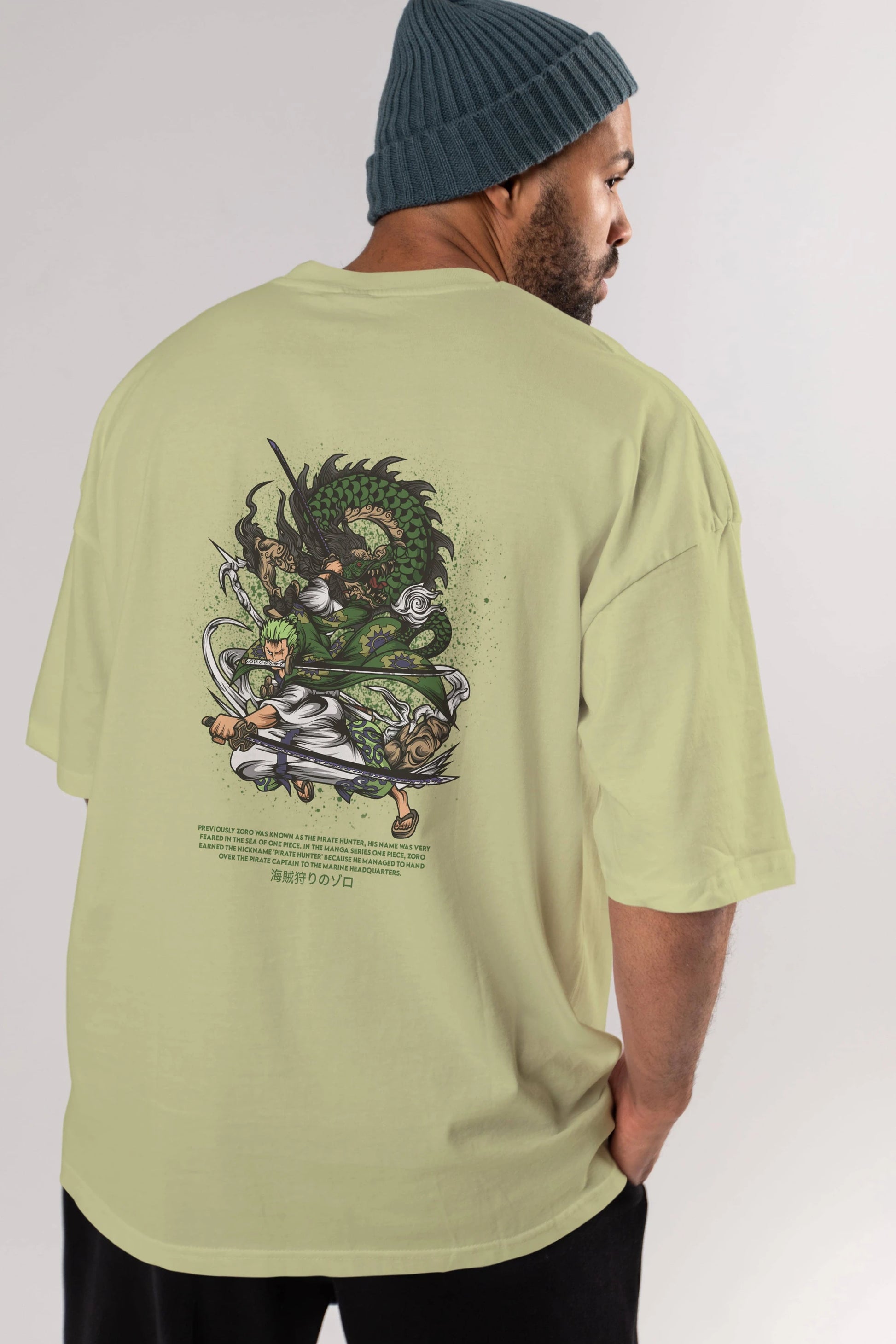Zoro-ONE PIECE Anime Arka Baskılı Oversize t-shirt Erkek Kadın Unisex