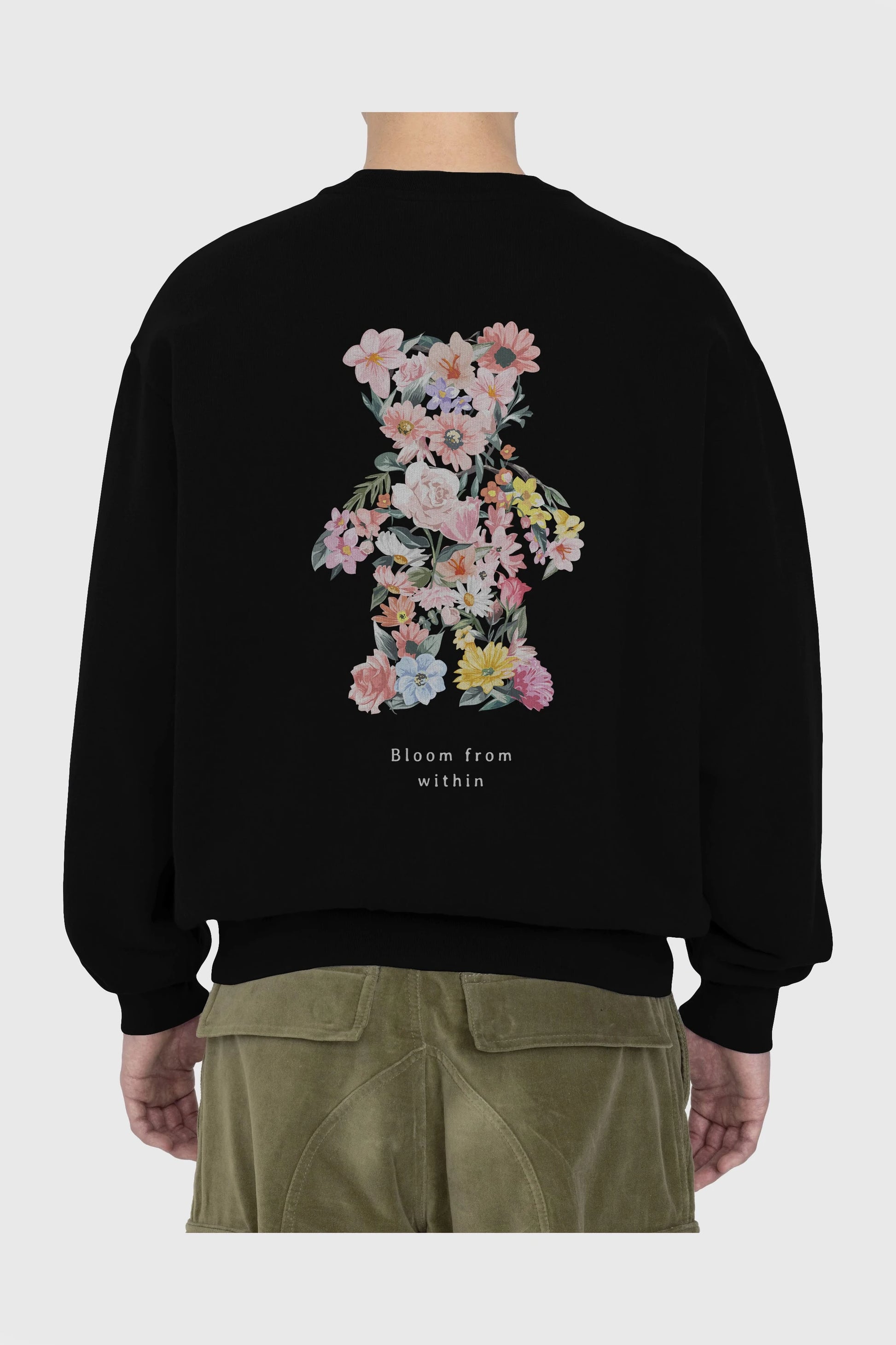 Bloom from Bear Arka Baskılı Oversize Sweatshirt Erkek Kadın Unisex