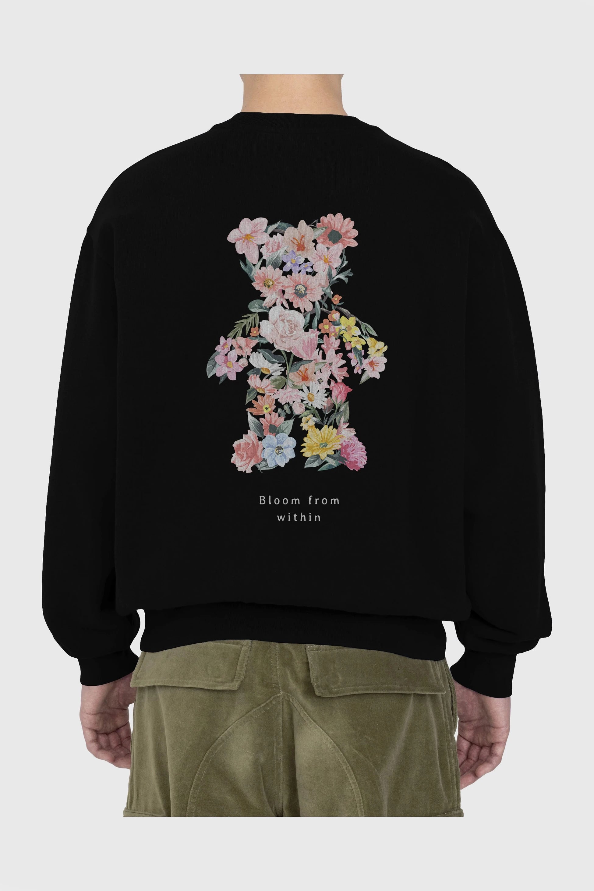 Bloom from Bear Arka Baskılı Oversize Sweatshirt Erkek Kadın Unisex