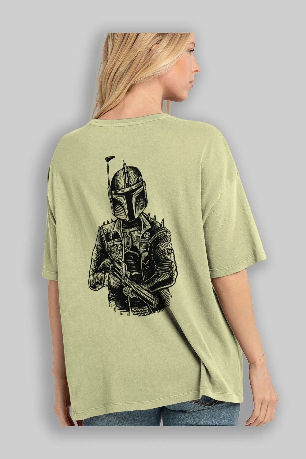 Boba Punk Arka Baskılı Oversize t-shirt Erkek Kadın Unisex %100 Pamuk