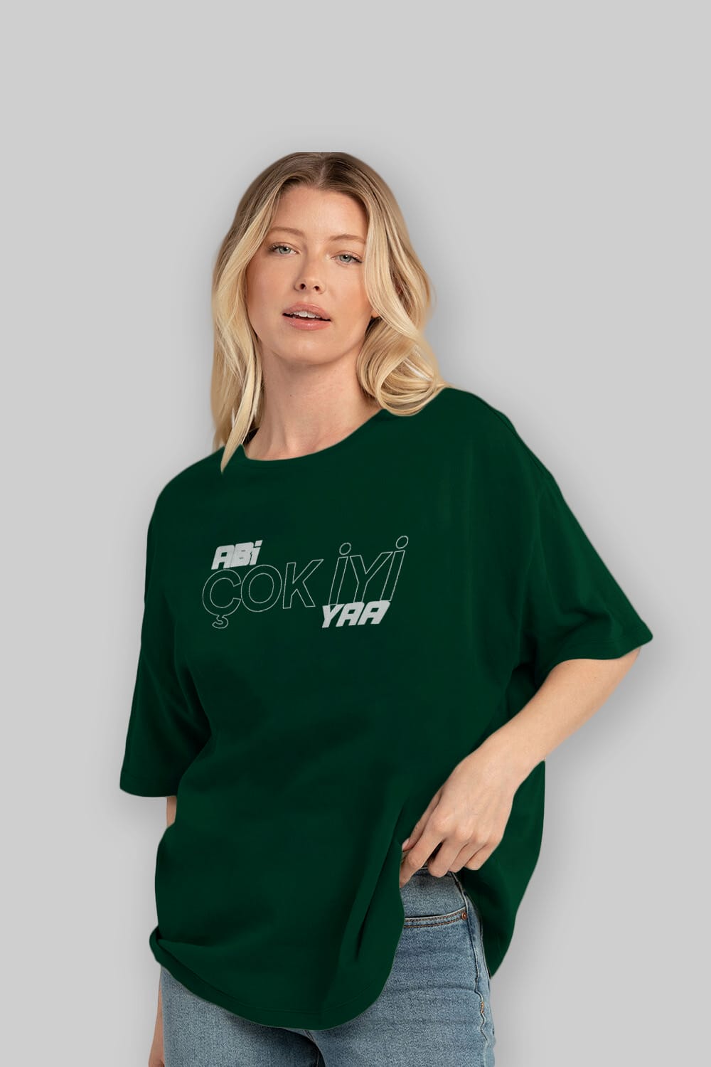 Abi Çok İyi Ya Ön Baskılı Oversize t-shirt %100 pamuk Erkek Kadın Unisex