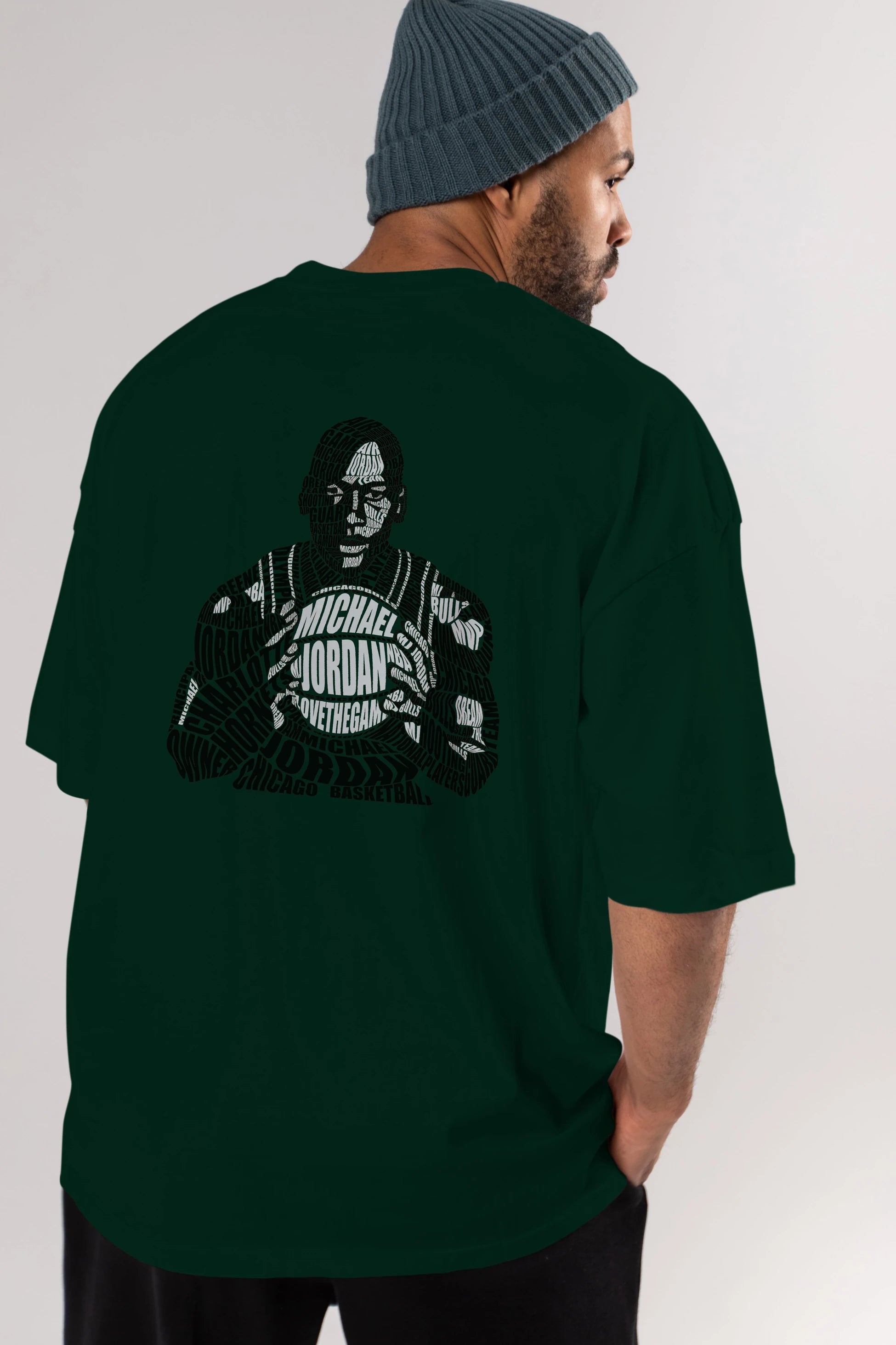 Michael Jordan Calligram Arka Baskılı Oversize t-shirt %100 pamuk Erkek Kadın Unisex