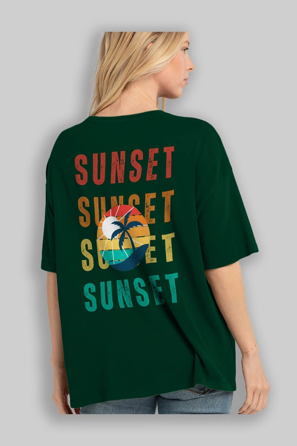 Sunset Yazılı Arka Baskılı Oversize t-shirt Erkek Kadın Unisex