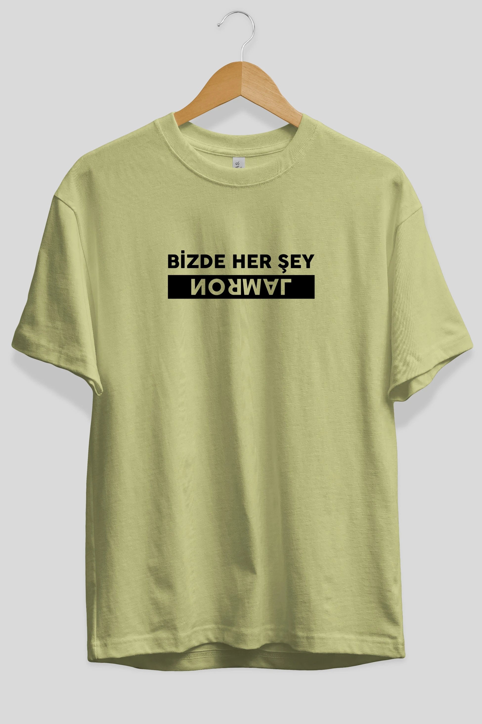 Bizde Her Şey Normal Ön Baskılı Oversize t-shirt %100 pamuk Erkek Kadın Unisex