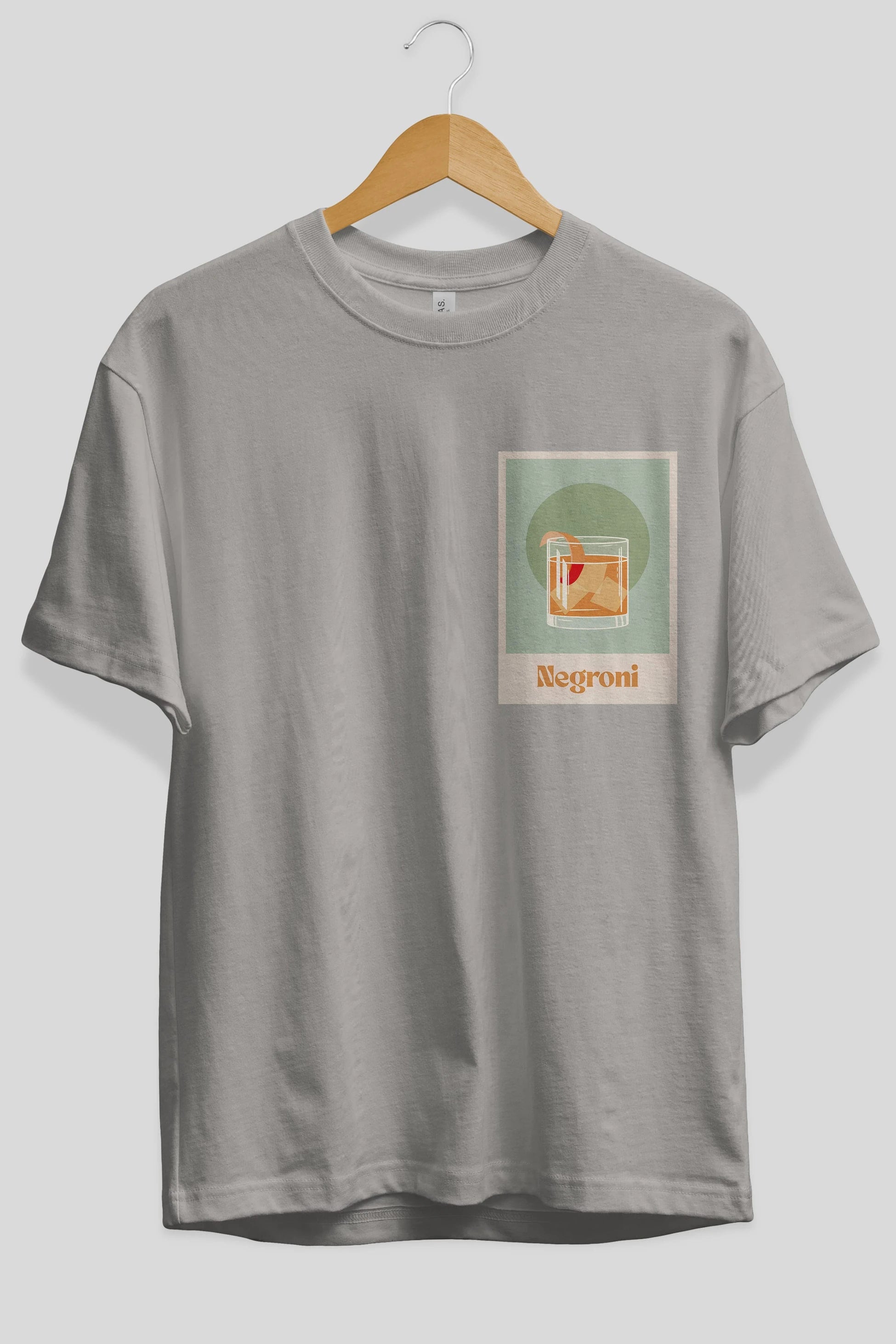 Negroni 5 Ön Sol Baskılı Oversize t-shirt Erkek Kadın Unisex %100 Pamuk Bisiklet Yaka tişort