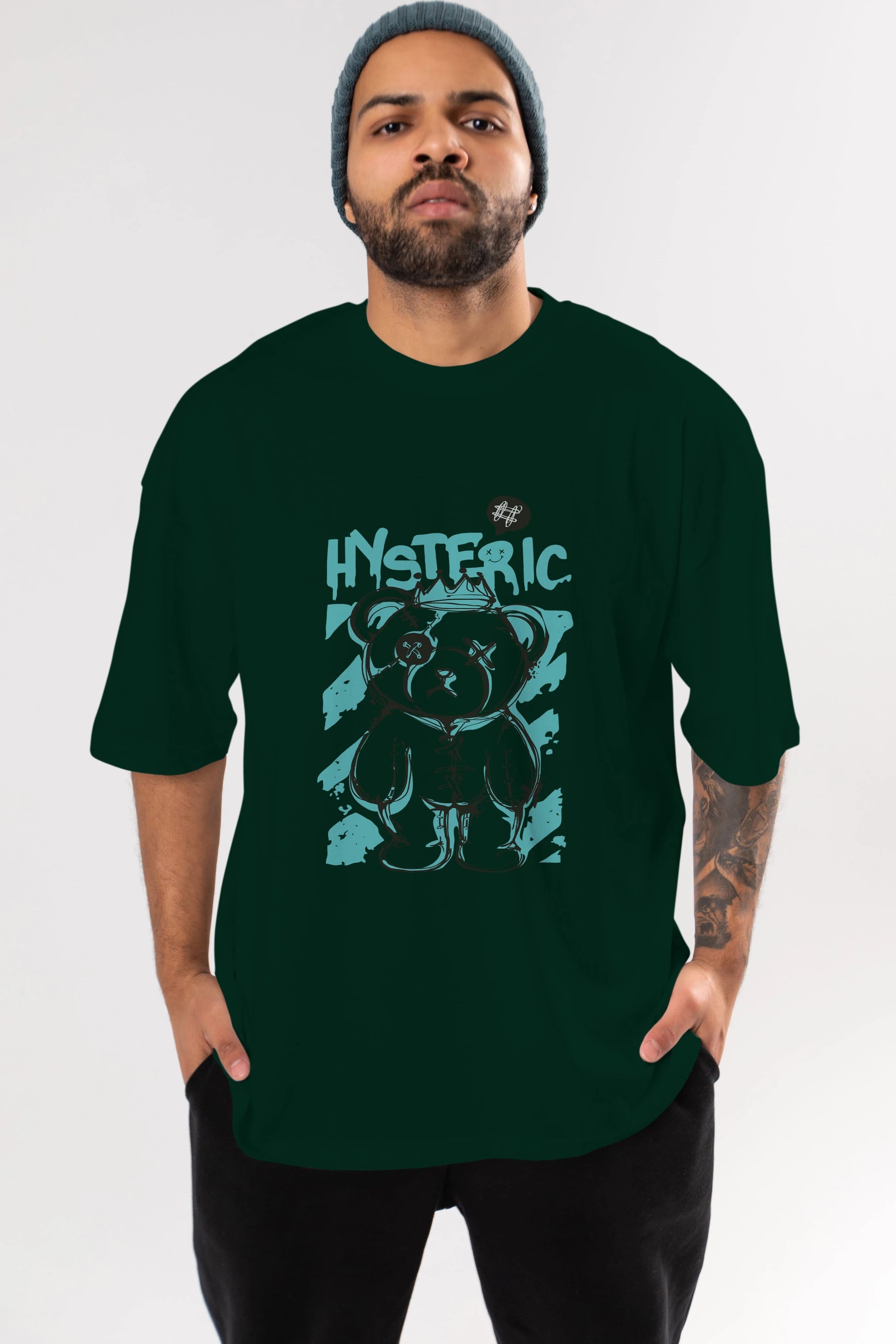 Hysteric Bear Ön Baskılı Oversize t-shirt Erkek Kadın Unisex
