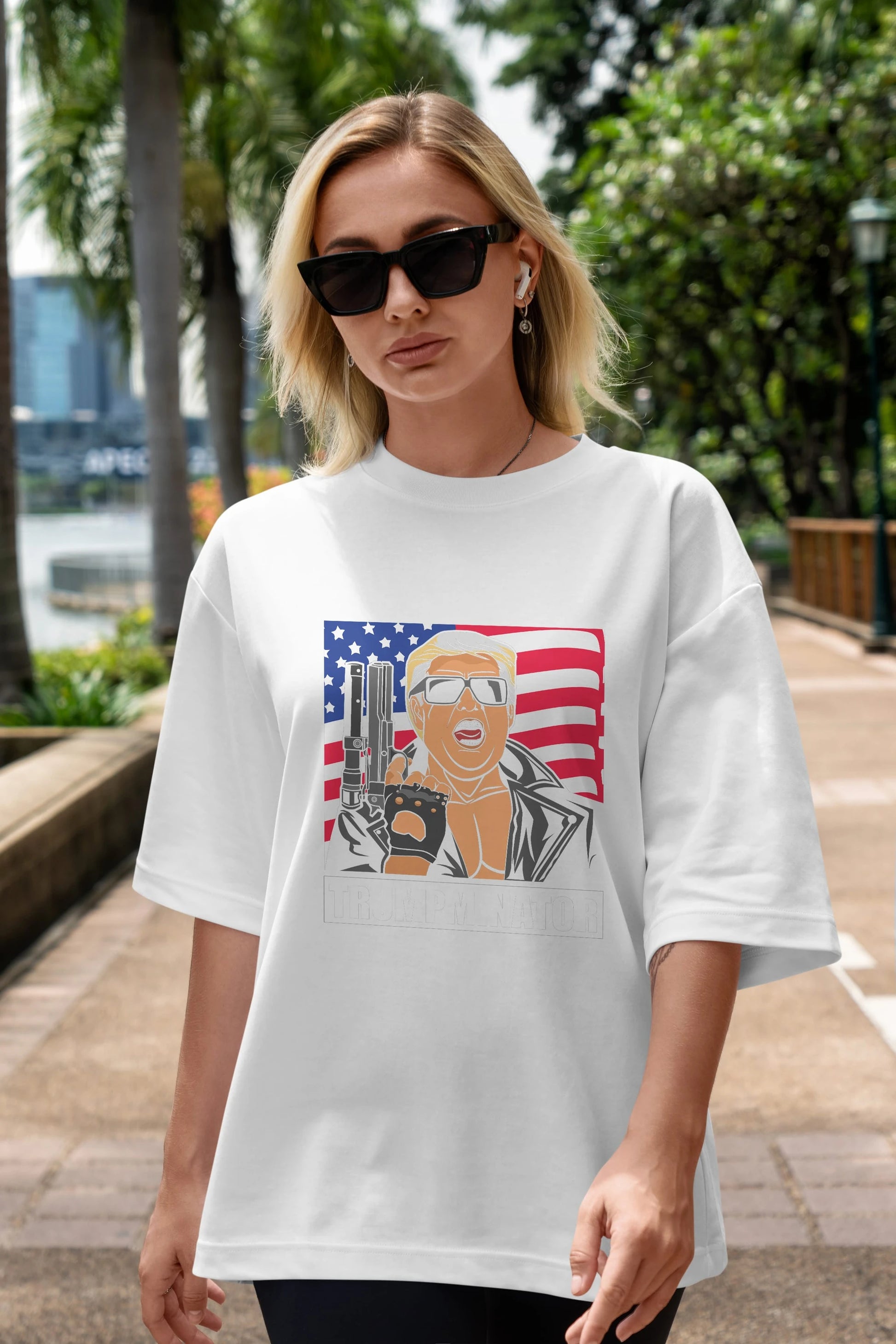 Trumpminator Ön Baskılı Oversize t-shirt Erkek Kadın Unisex %100 Pamuk tişort