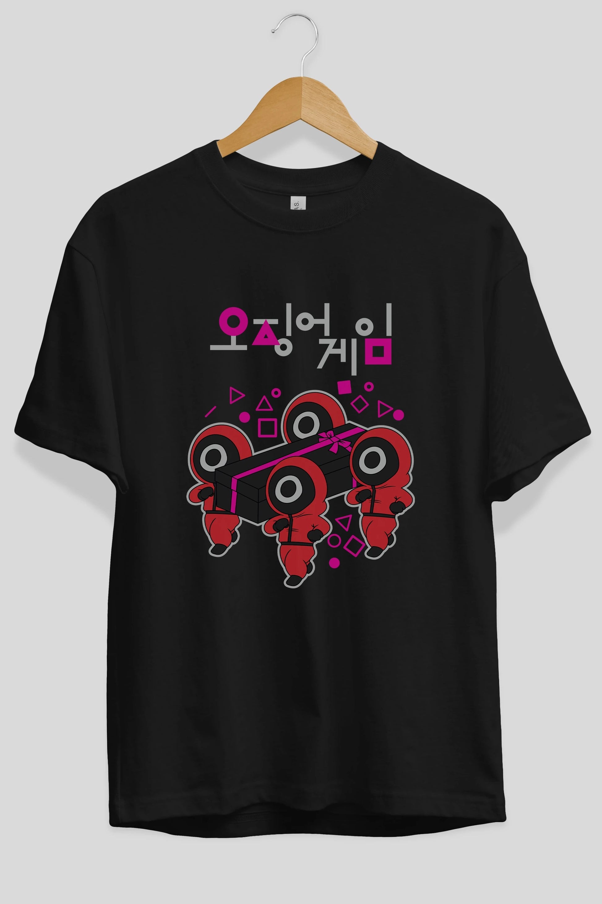 Squid Game (6) Ön Baskılı Oversize t-shirt Erkek Kadın Unisex %100 Pamuk Bisiklet Yaka tişort