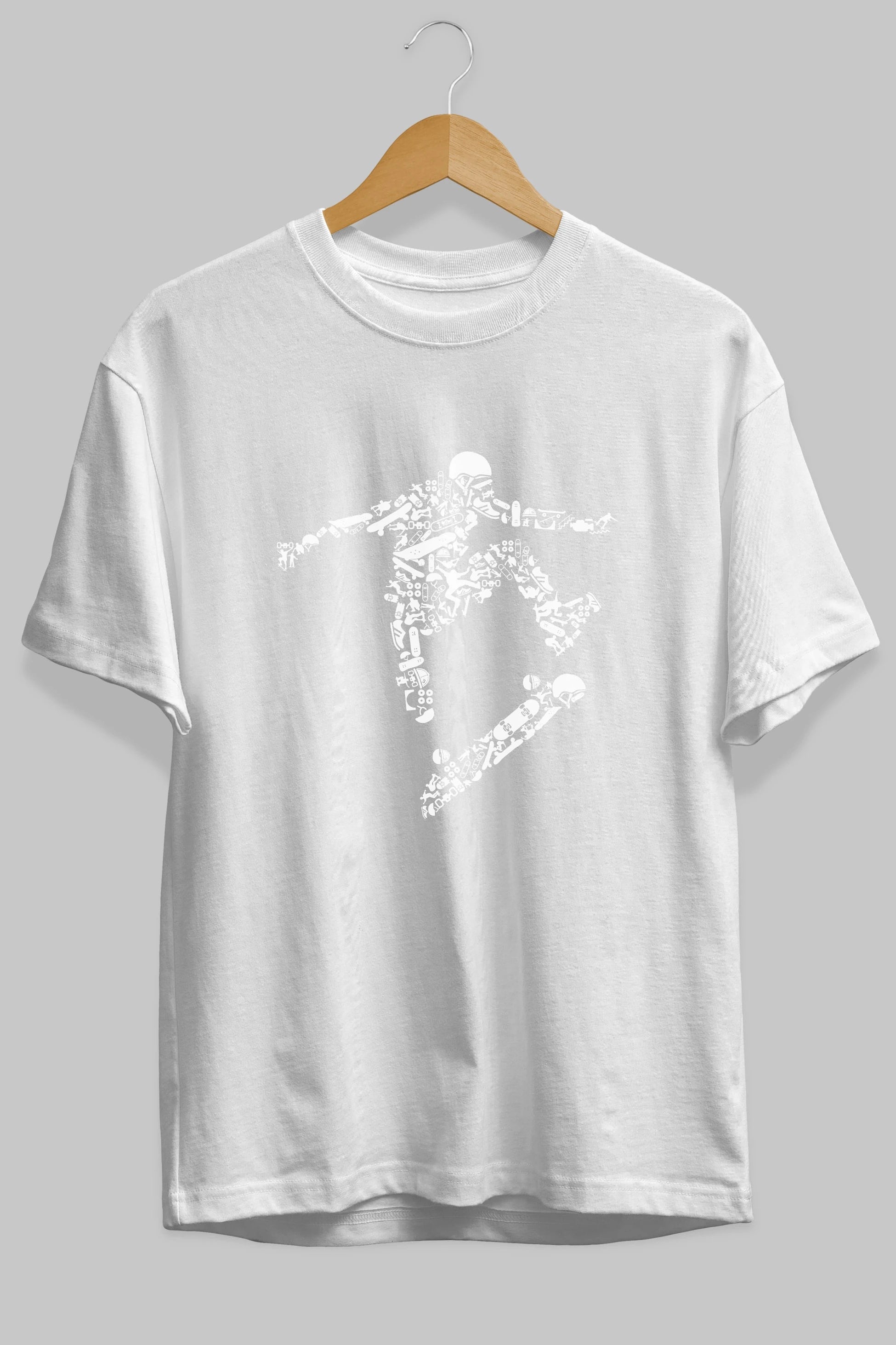 Skater Ön Baskılı Oversize t-shirt %100 pamuk Erkek Kadın Unisex