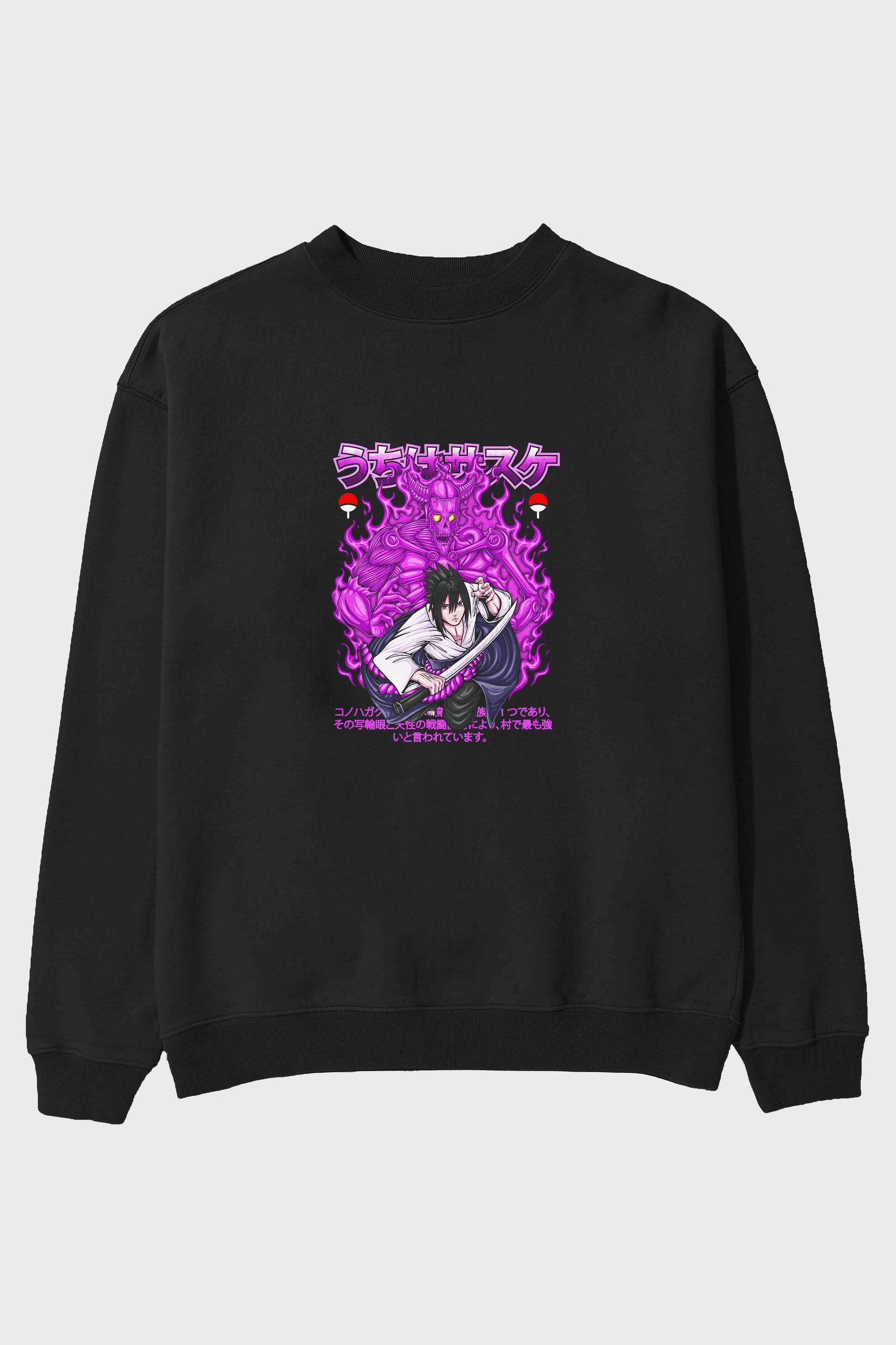 SASUKE UCHIHA NARUTO Anime Ön Baskılı Oversize Sweatshirt Erkek Kadın Unisex