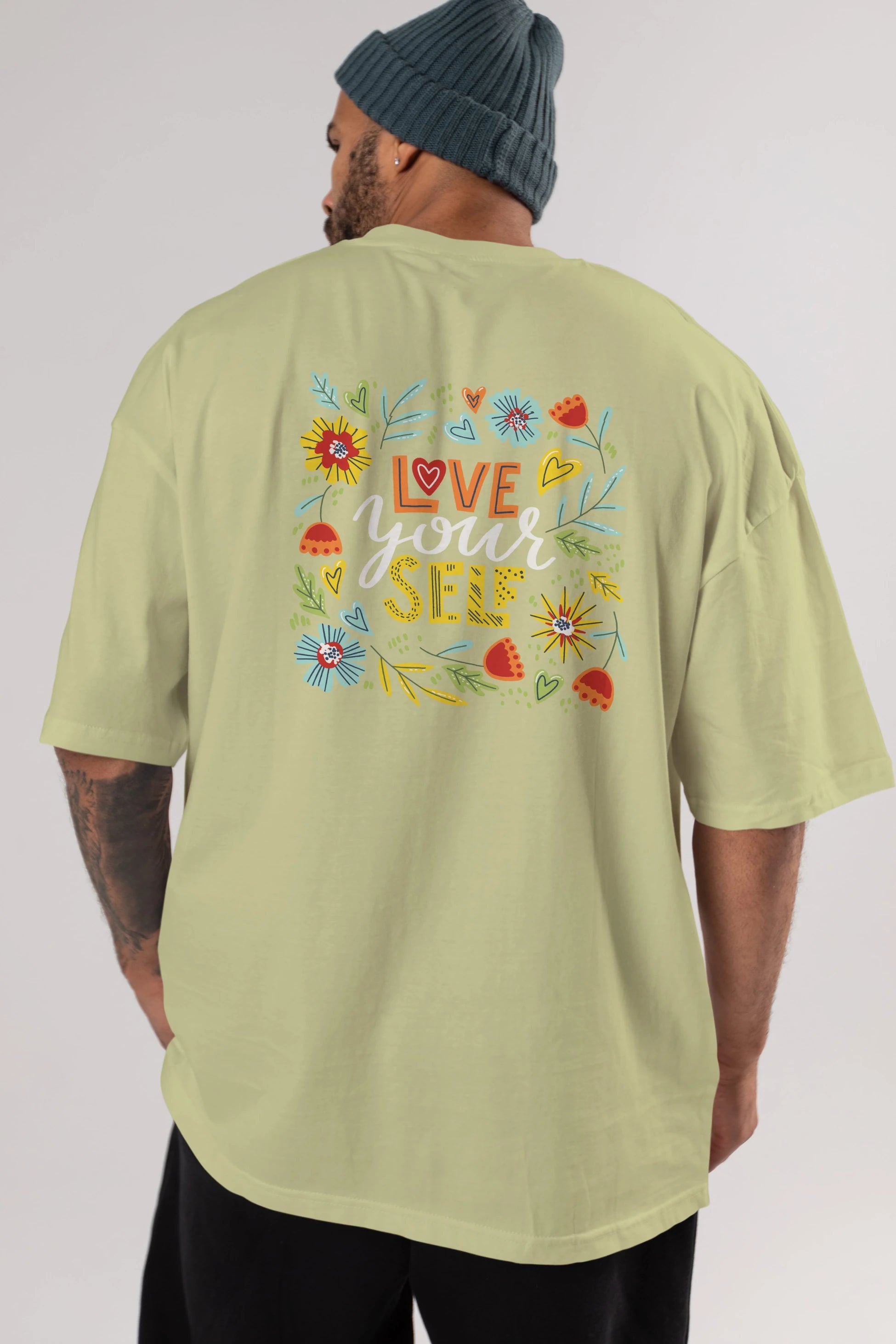 Love Yourself Yazılı Arka Baskılı Oversize t-shirt Erkek Kadın Unisex