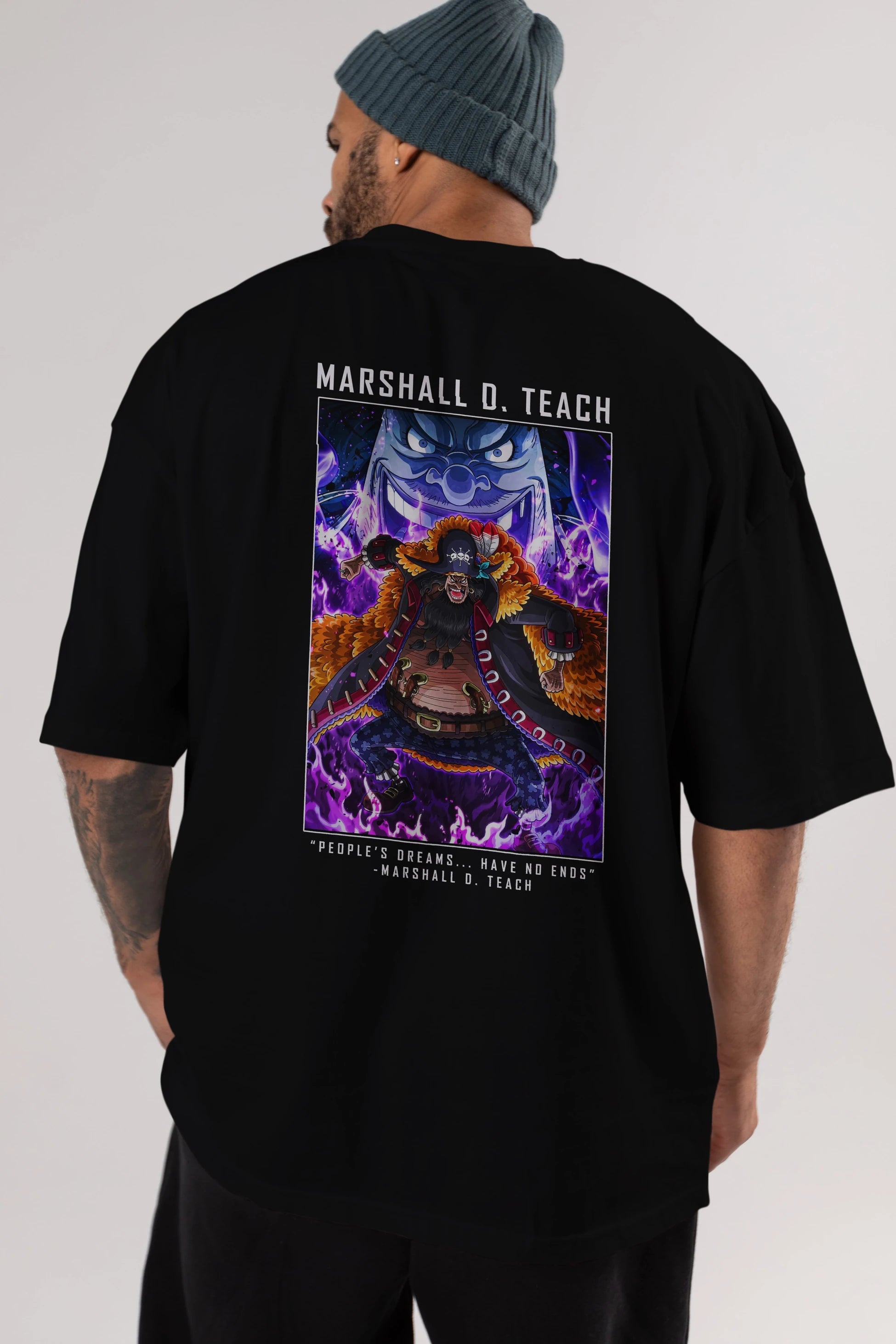 Blackbeard Anime Arka Baskılı Oversize t-shirt Erkek Kadın Unisex %100 pamuk tişort