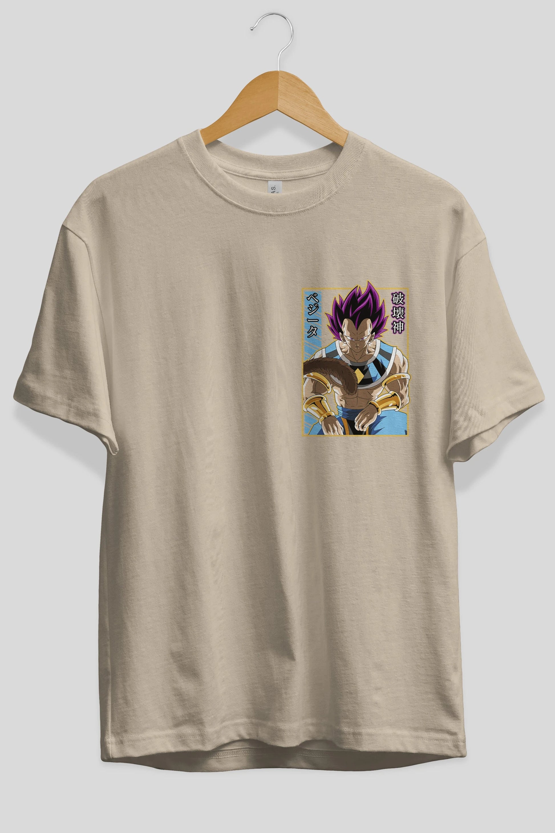 DragonBall VegetaHakaishin Ön Sol Baskılı Oversize t-shirt Erkek Kadın Unisex %100 Pamuk Bisiklet Yaka tişort