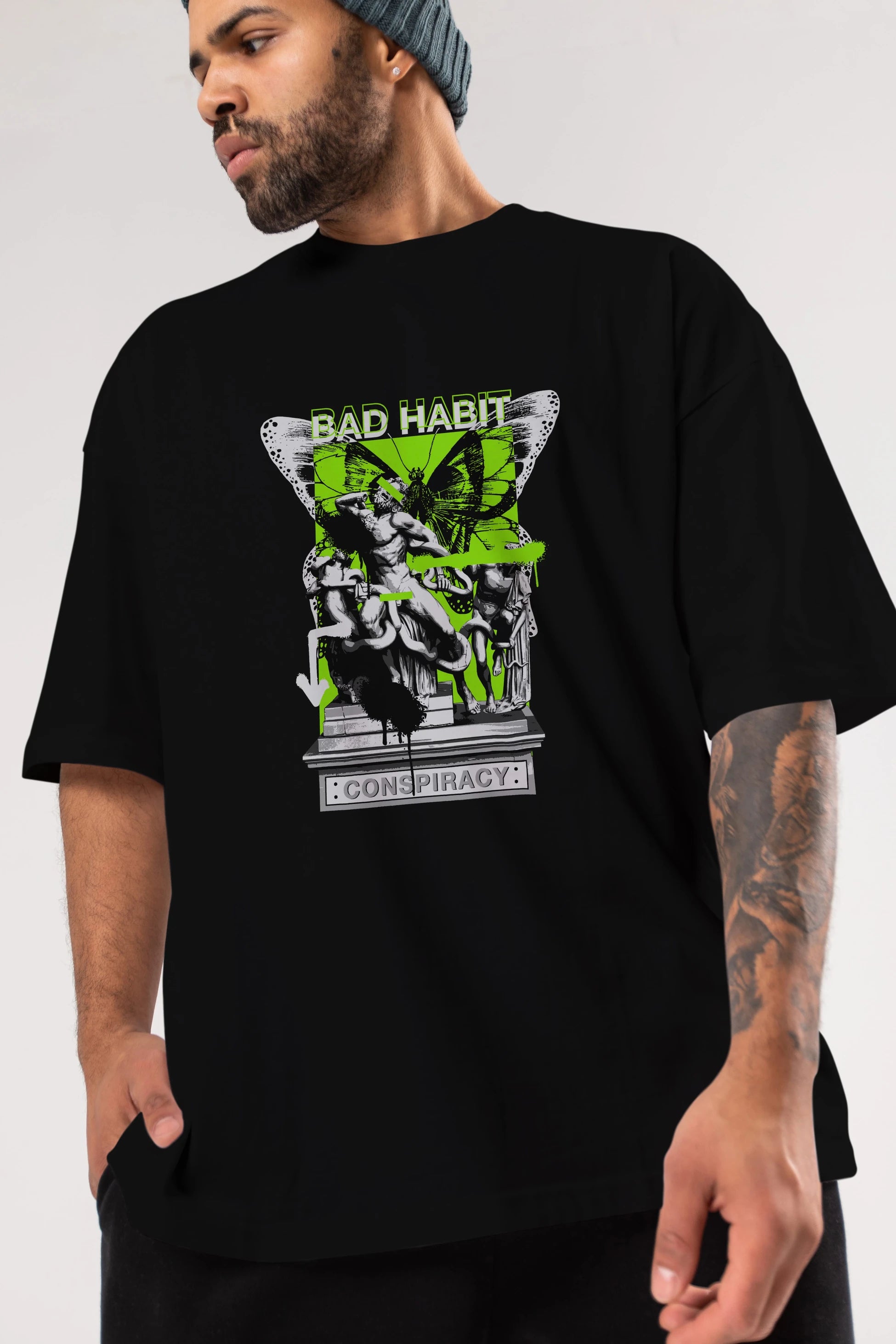 Bad Habit Ön Baskılı Oversize t-shirt Erkek Kadın Unisex