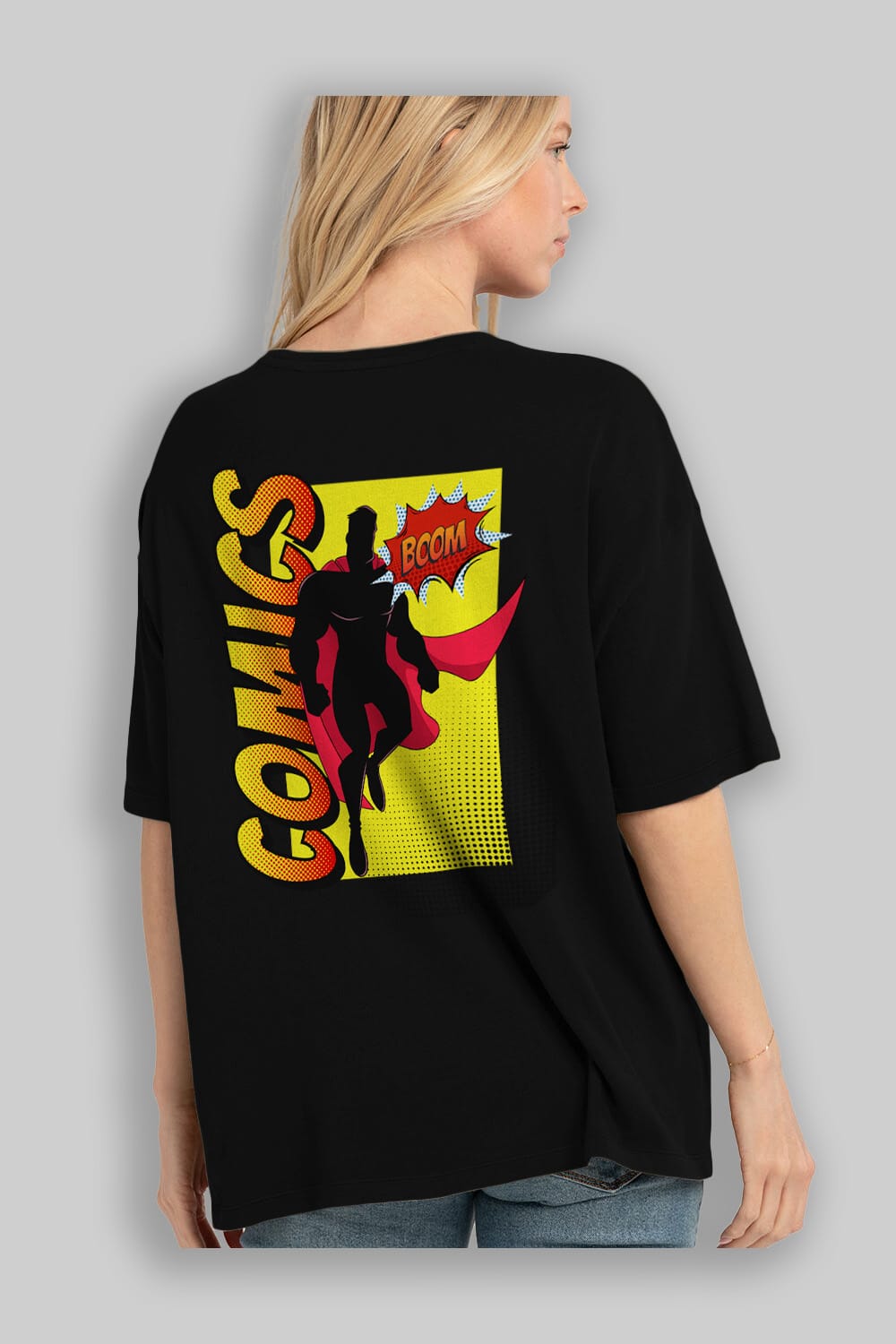 Comics Boom Arka Baskılı Oversize t-shirt Erkek Kadın Unisex