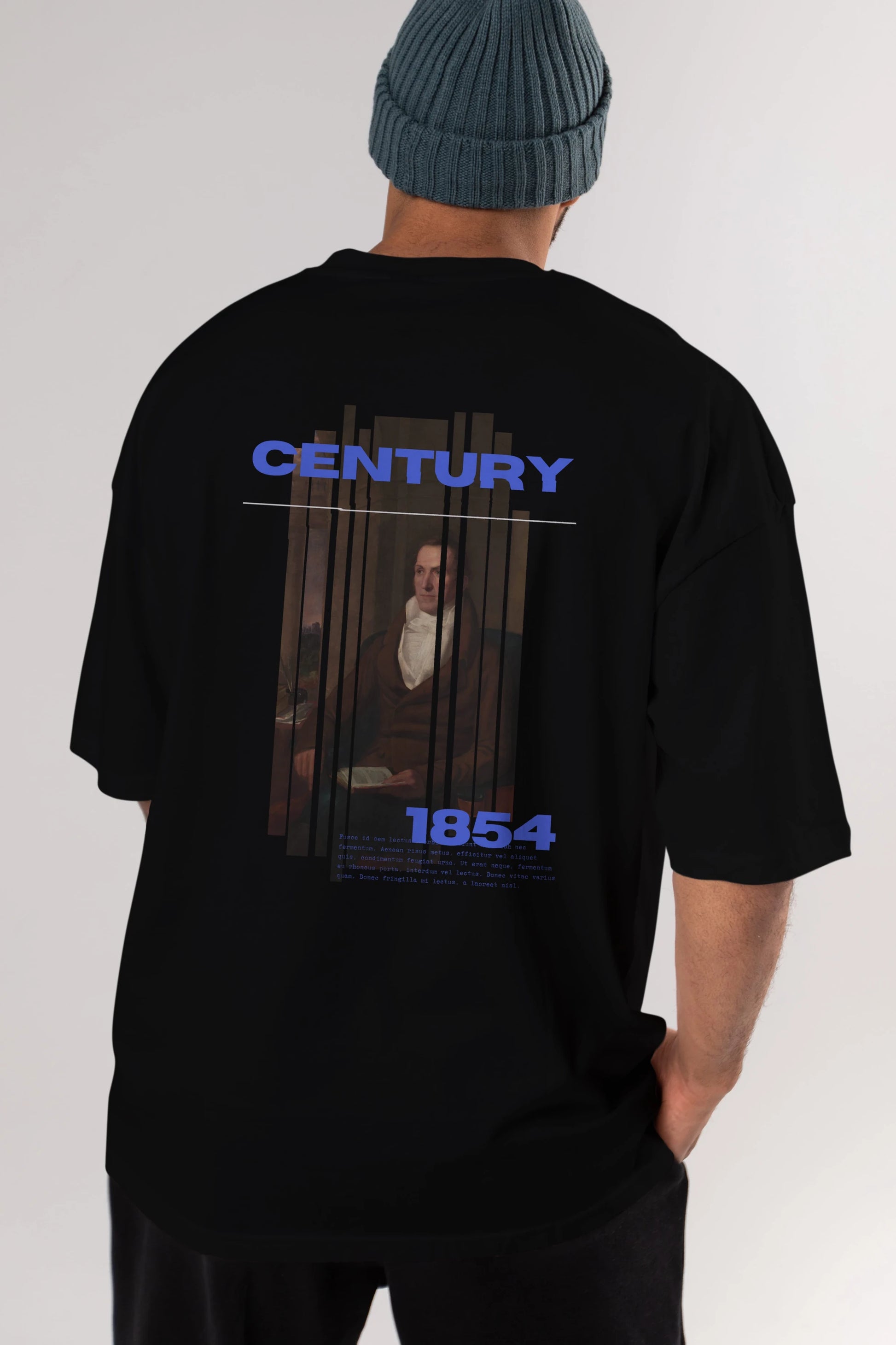 Century 1854 Yazılı Arka Baskılı Oversize t-shirt Erkek Kadın Unisex