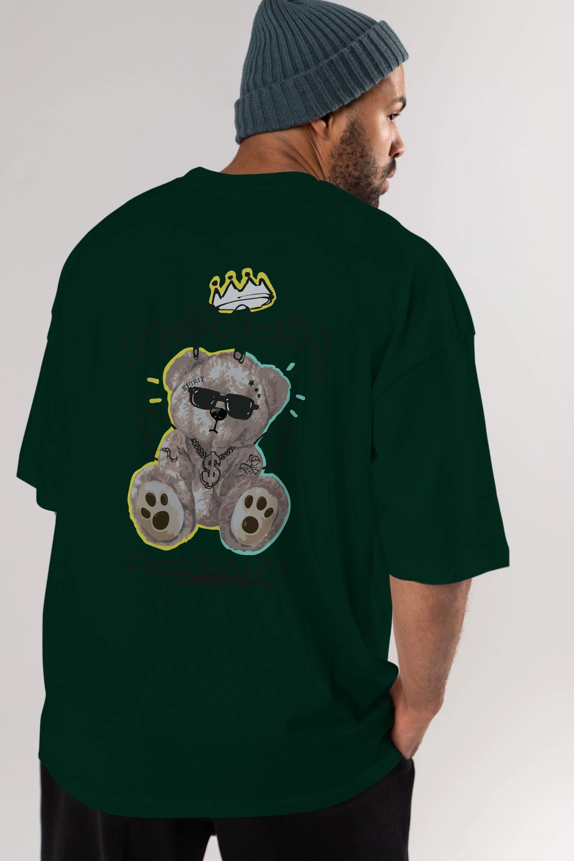 Keep Away Bear 2 Arka Baskılı Oversize t-shirt Erkek Kadın Unisex