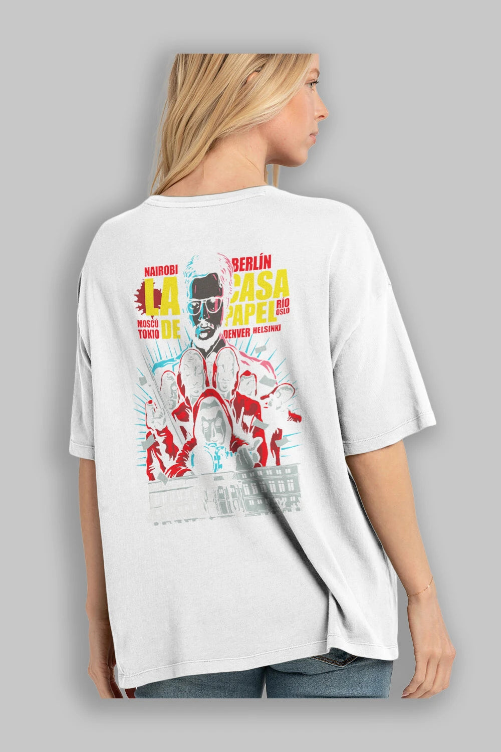 La Casa De Papel (6) Arka Baskılı Oversize t-shirt Erkek Kadın Unisex %100 Pamuk Bisiklet Yaka tişort