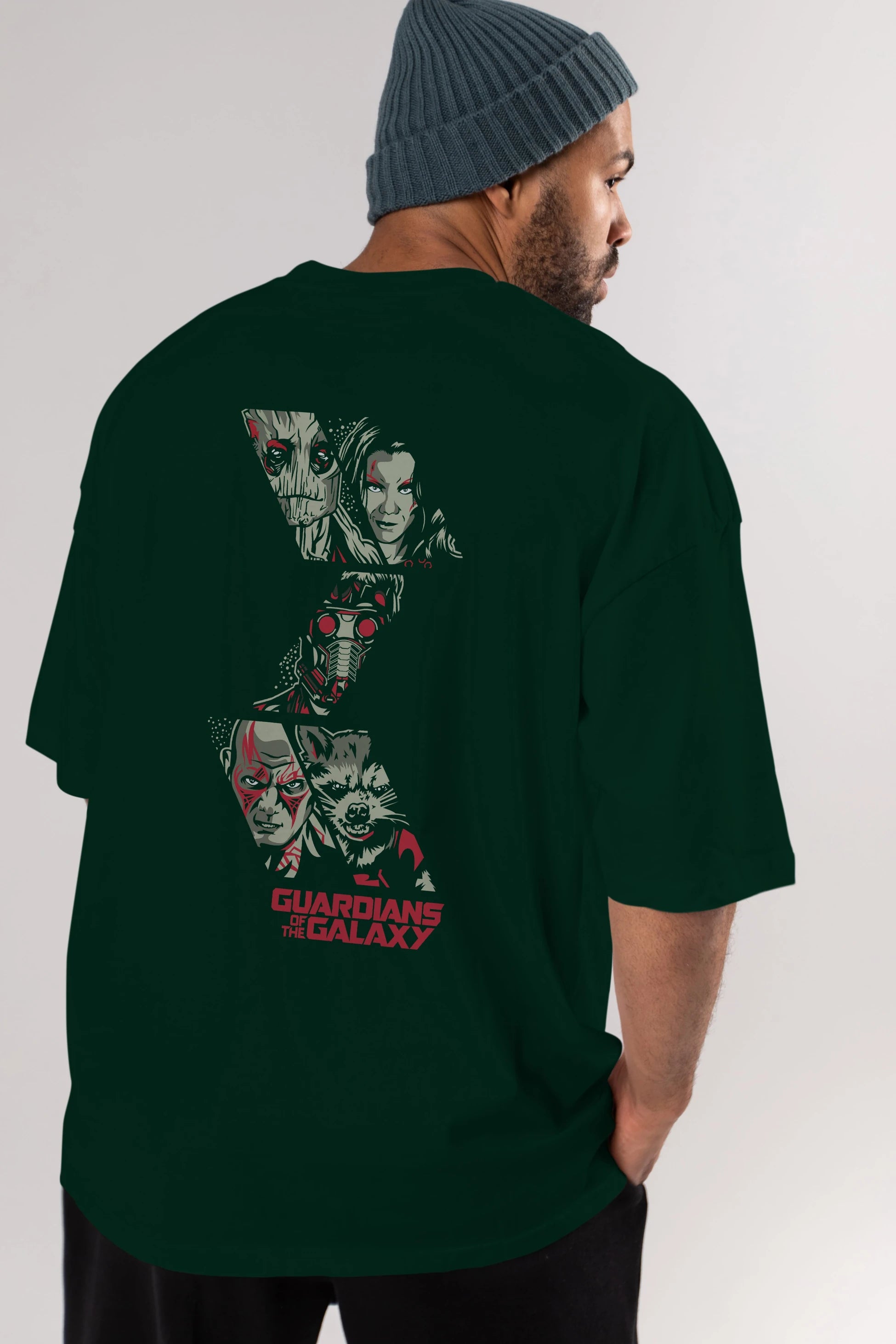 Guardians of The Galaxy (2) Arka Baskılı Oversize t-shirt Erkek Kadın Unisex %100 Pamuk Bisiklet Yaka tişort