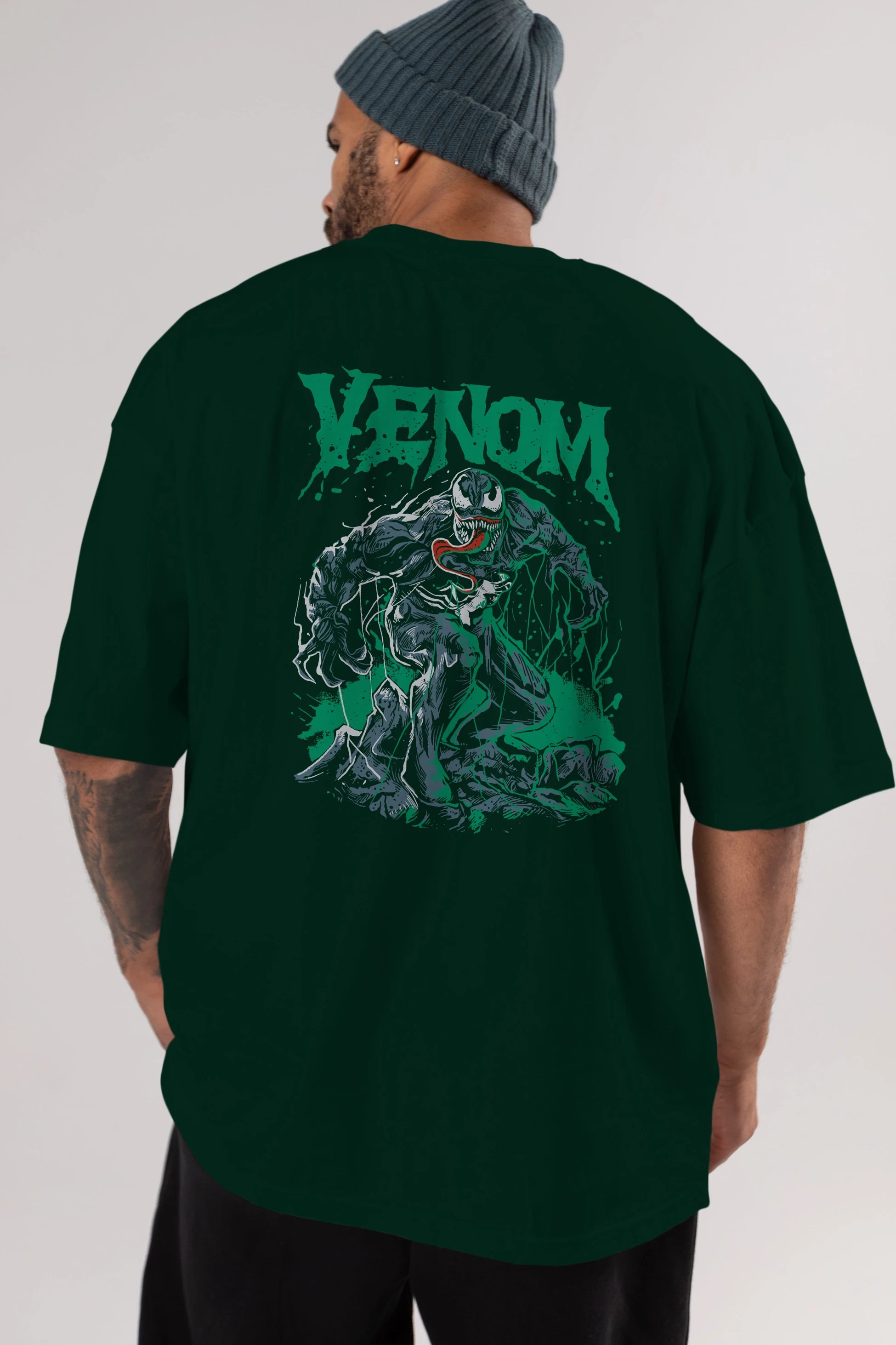 Venom (3) Arka Baskılı Oversize t-shirt Erkek Kadın Unisex %100 Pamuk Bisiklet Yaka tişort