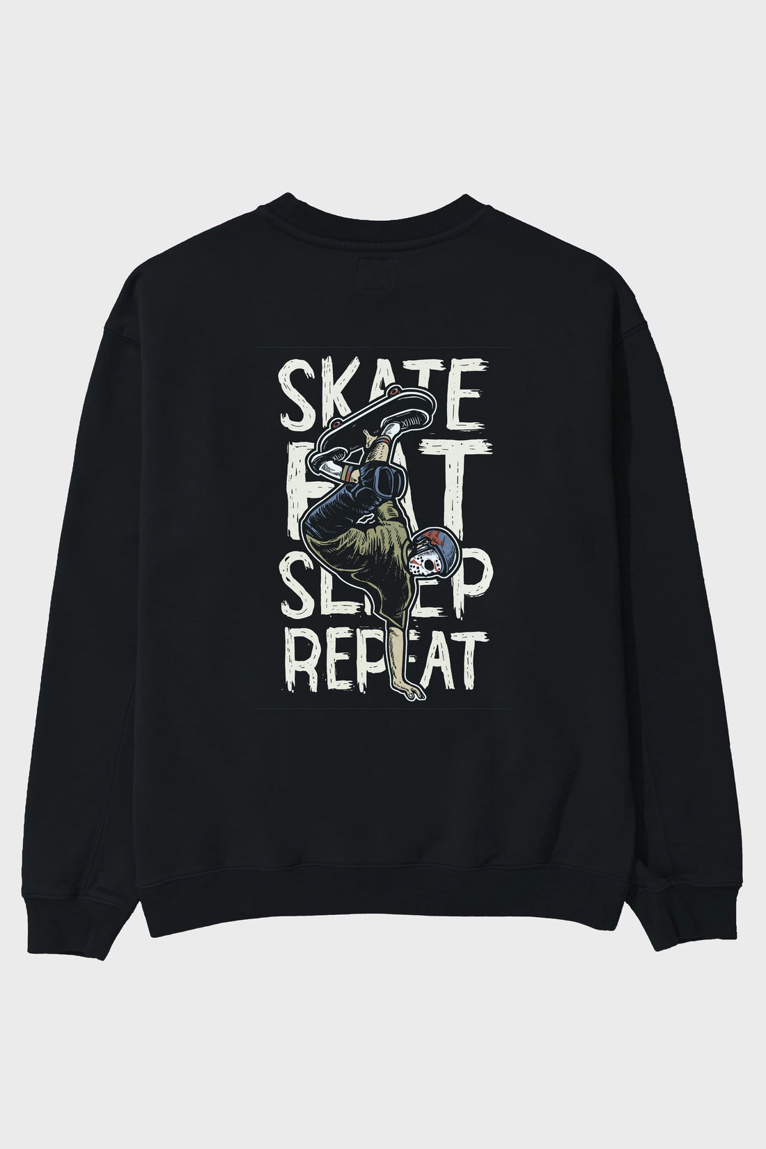 Skate Eat Sleep Repeat Arka Baskılı Oversize Sweatshirt Erkek Kadın Unisex