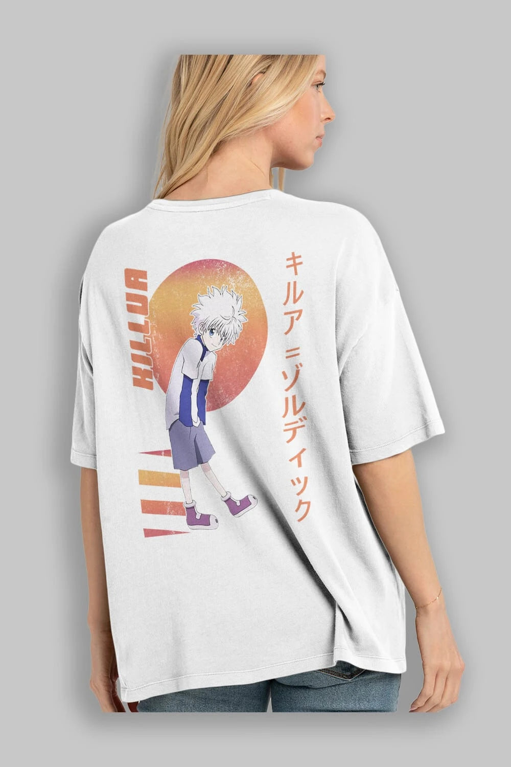 Killua Zoldyck 5 2 Anime Arka Baskılı Oversize t-shirt Erkek Kadın Unisex